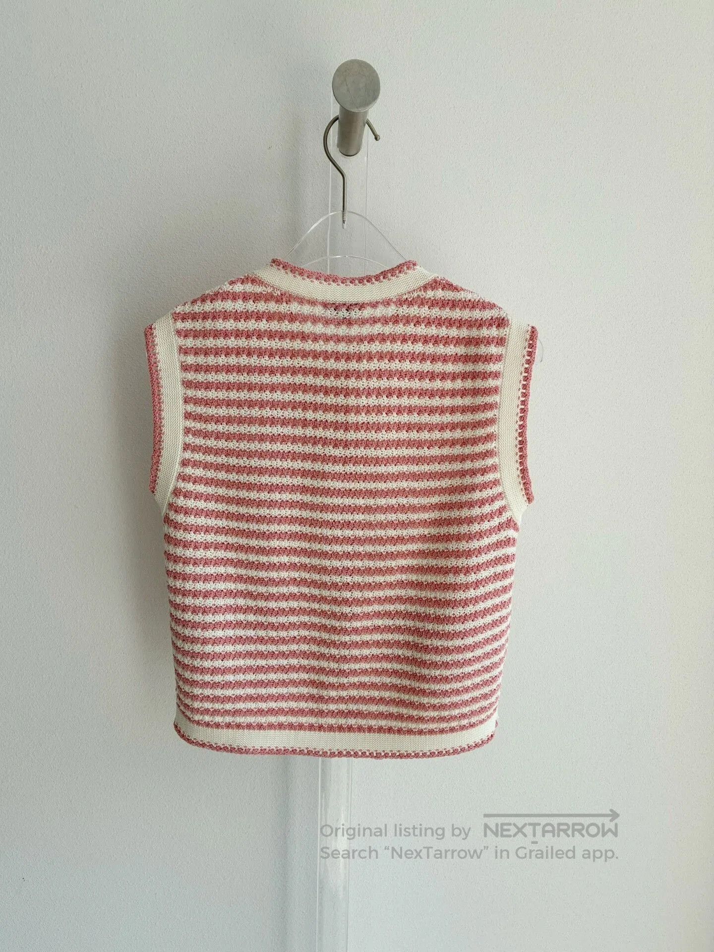 Chanel Chanel 22P Pink White Striped Knit Vest. Size XS / US 0-2 / IT 36-38 - 3 Thumbnail
