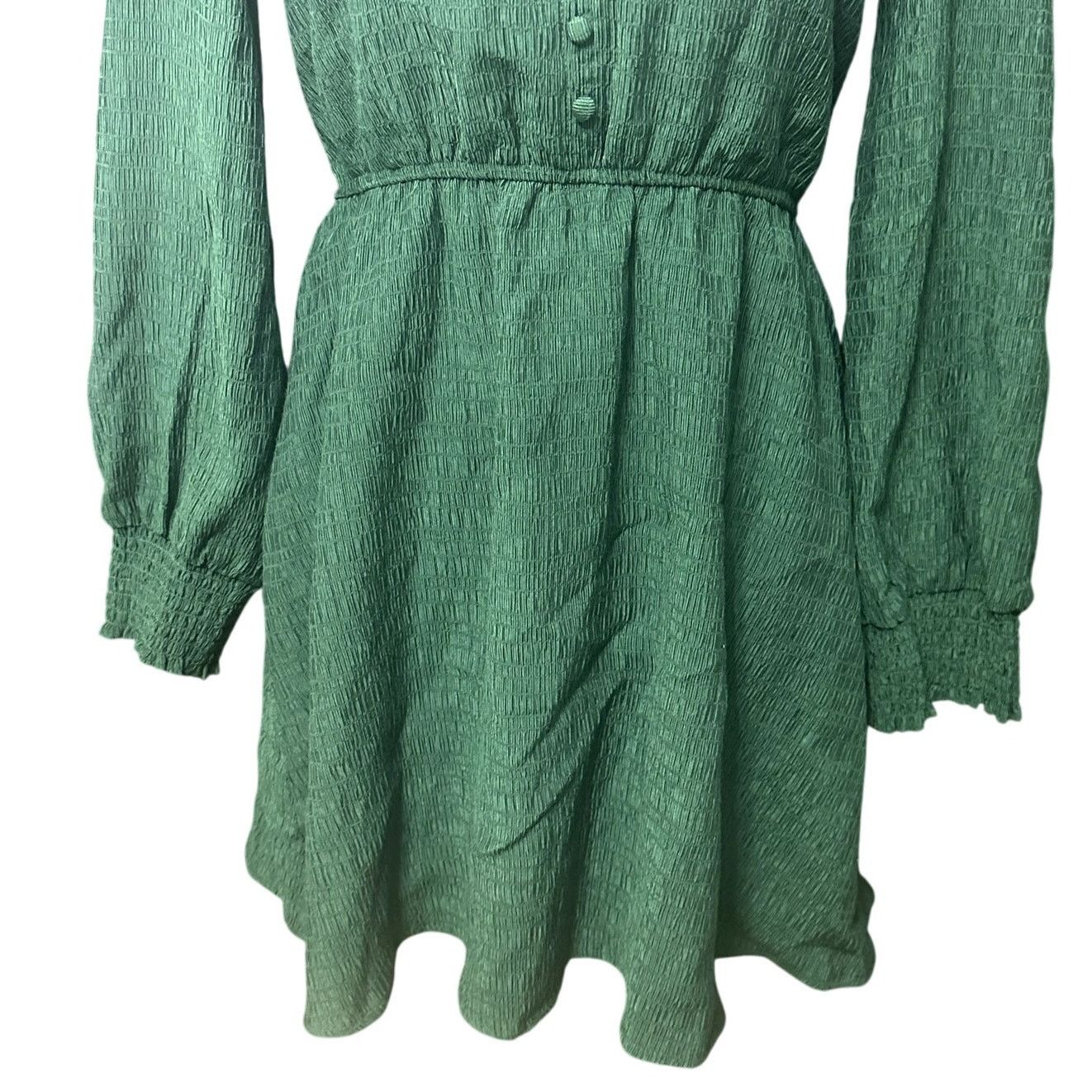 BB Dakota BB Dakota Mini Dress Textured Button Long Sleeve Green S Size S / US 4 / IT 40 - 4 Thumbnail
