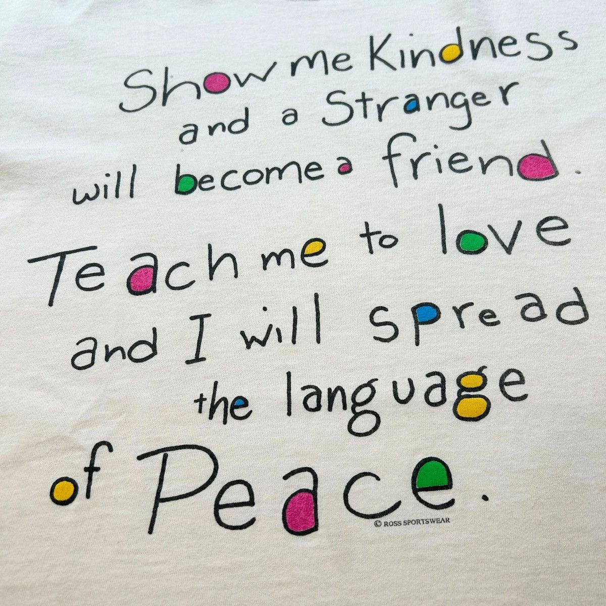 Vintage 1990s World Peace and Love Vintage Graphic T Shirt Size US XL / EU 56 / 4 - 2 Thumbnail