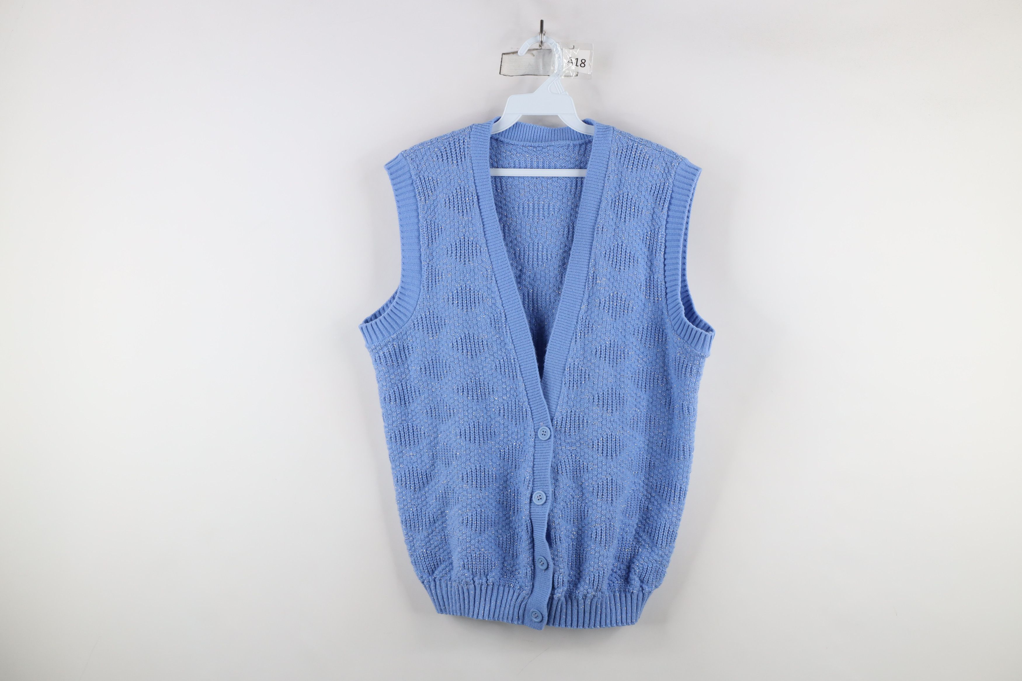 Vintage Vintage 90s Streetwear Ribbed Knit Cardigan Sweater Vest Size L / US 10 / IT 46 - 1 Thumbnail