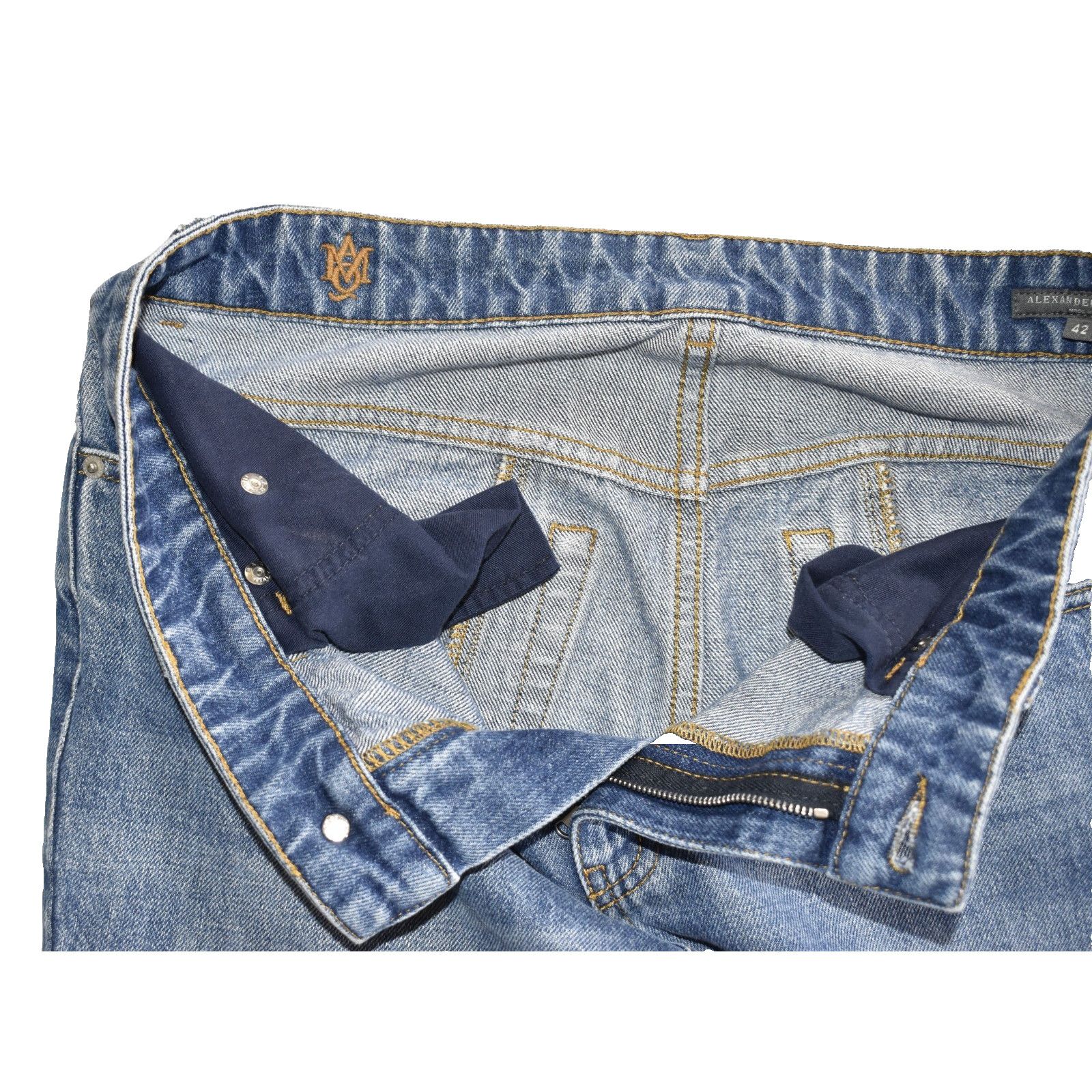Alexander McQueen ALEXANDER McQUEEN 2 Tone Panel Embroidered Logo Jeans Sz 42 Size 28" / US 6 / IT 42 - 7 Thumbnail