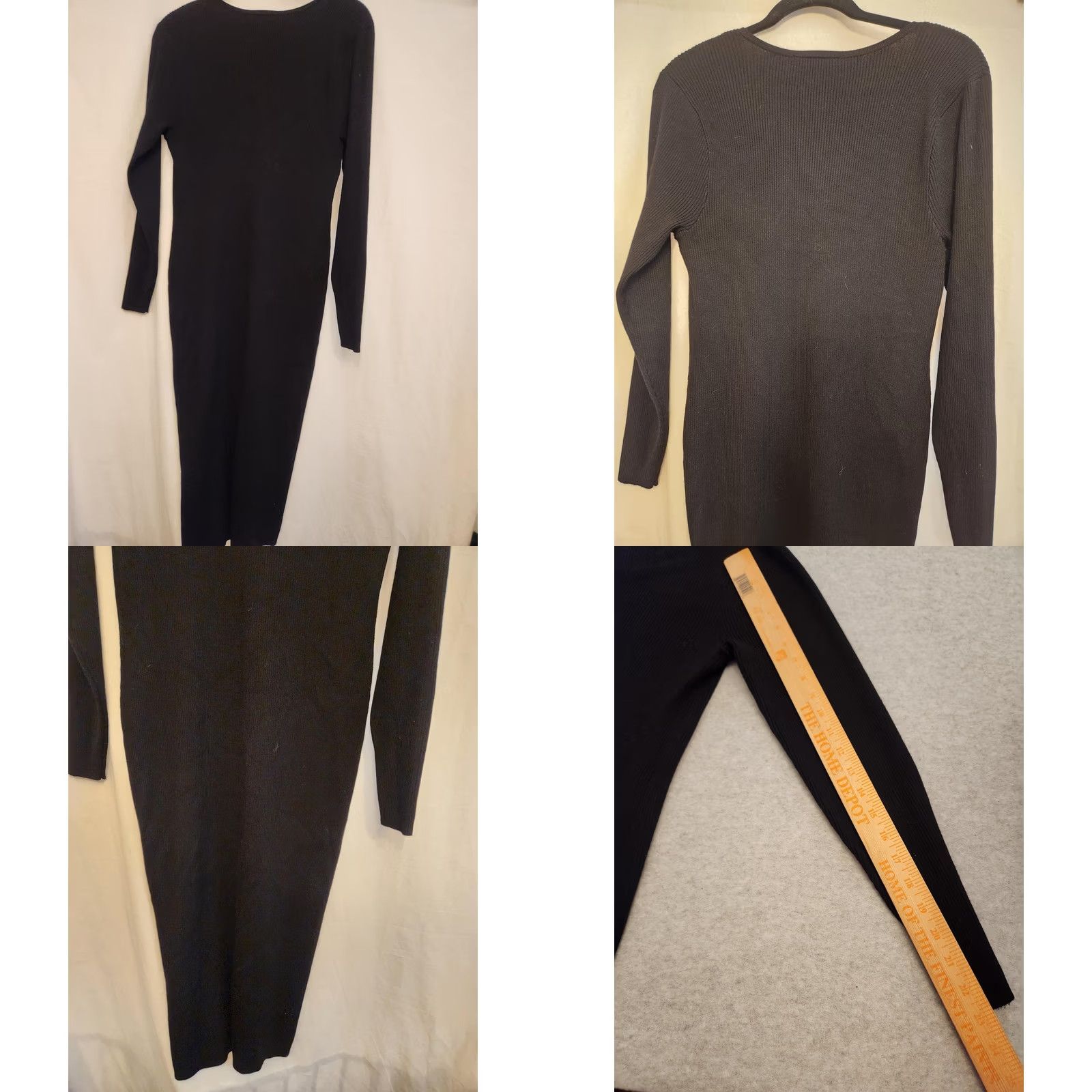 Vintage Lane Bryant Dress Wmn 18/20 Plus Size Black Lace Up V Neck Long Midi Knit Pullover Sweater Dress Womens Size XXL / US 16-18 / IT 52-54 - 8 Thumbnail