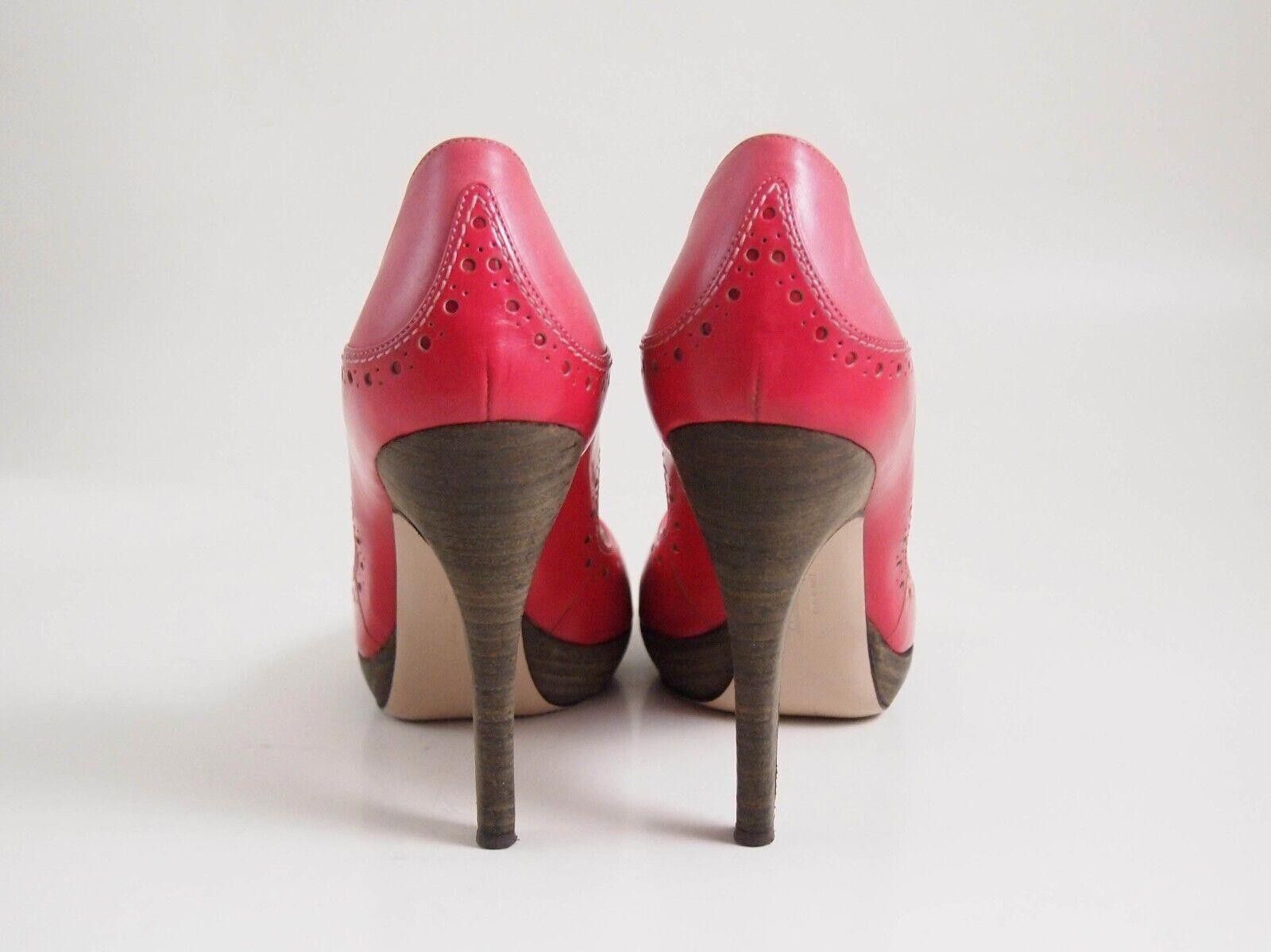 Salvatore Ferragamo Ferragamo Plateau Heels Peep Toe Red Leather EU 38 C US 7.5 Size US 7.5 / IT 37.5 - 7 Thumbnail