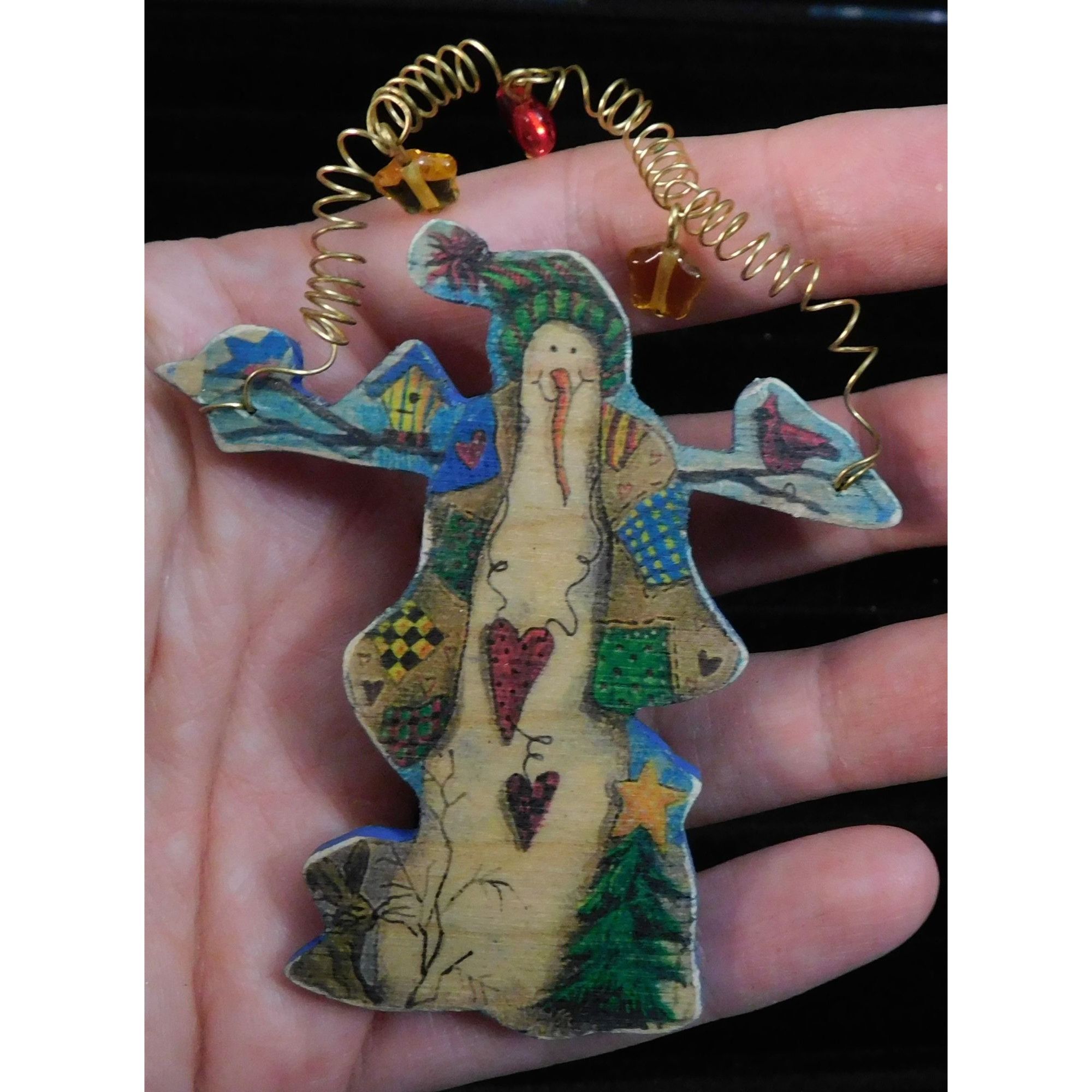 Handmade Handmade Vintage Rustic Wooden Snowman Brooch Size ONE SIZE - 4 Thumbnail