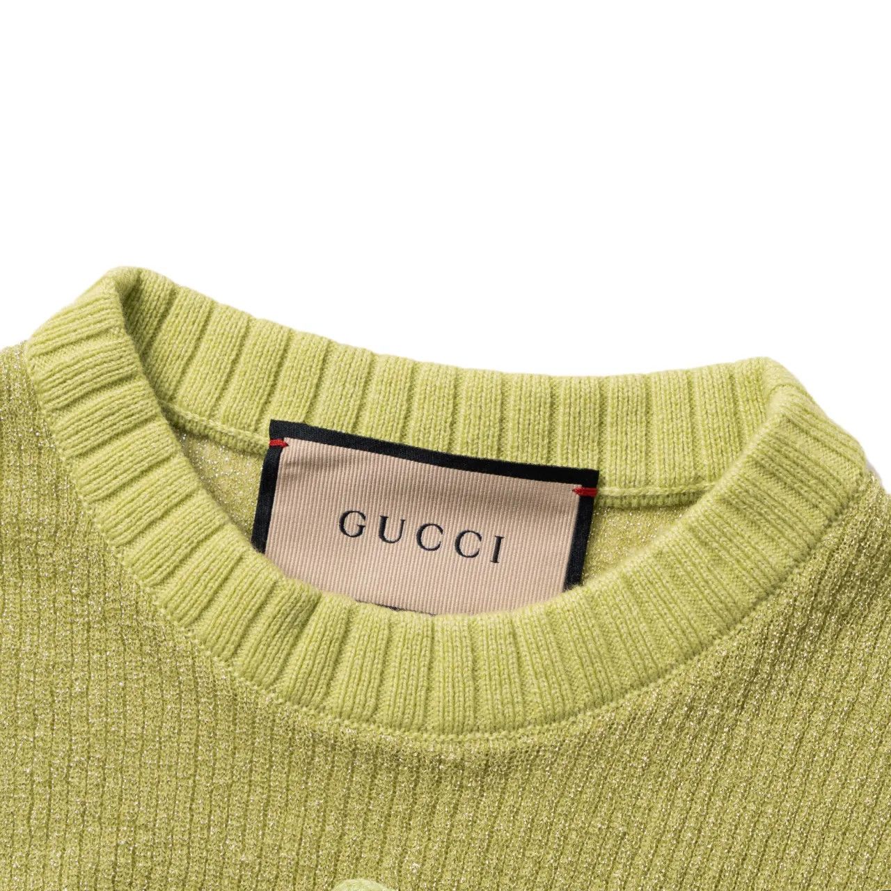 Gucci o1la5ras0526 Lamé Knit Top With Interlocking G in Green Size M / US 6-8 / IT 42-44 - 3 Thumbnail