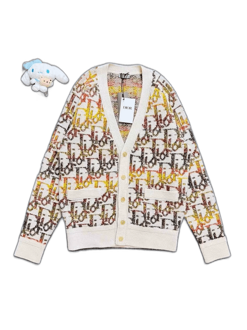 Dior Dior Ivory Rainbow Logo Knit Cardigan-2505 Size US M / EU 48-50 / 2 - 1 Thumbnail