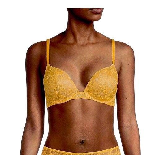 Wolford NWT Wolford Magnolia Lace Push-Up Demi Bra Mango Yellow 75D / 34D Size ONE SIZE - 1 Thumbnail