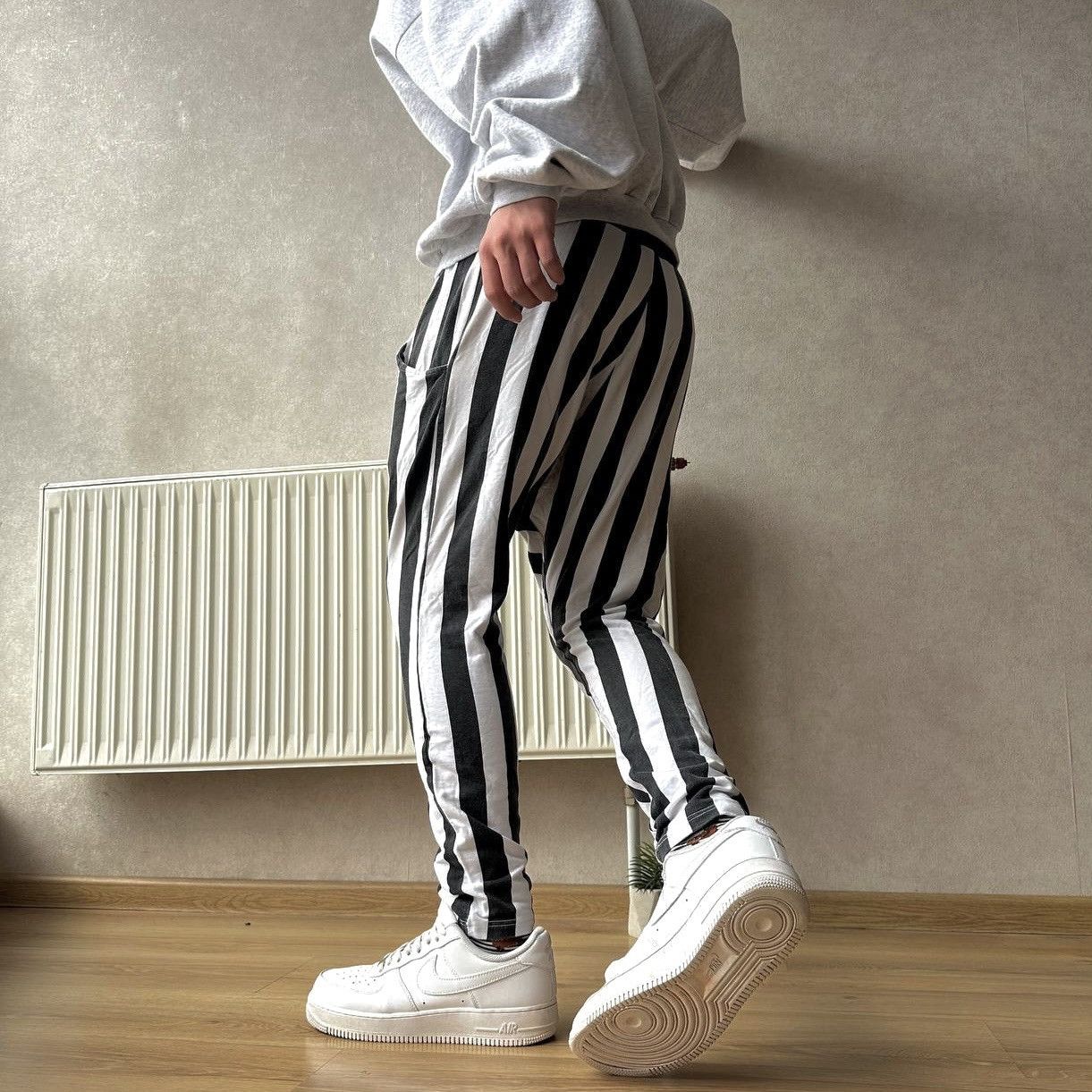 Japanese Brand VTG Striped Baggy Harem Pants Grunge Punk Issey Miyake Style Size US 29 - 3 Thumbnail