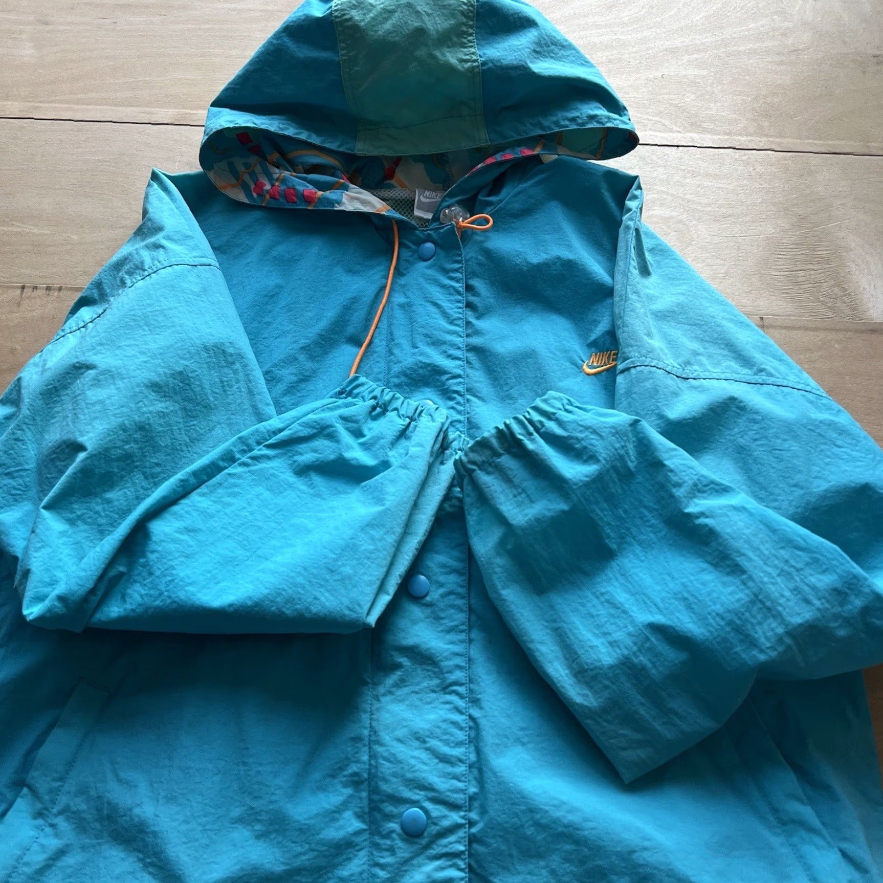 Nike VINTAGE Nike Jacket Medium Teal 90s Flight Windbreaker Sportswear Nike Air Classic Adults Mens Jacket Mid-Length Solid Blue Zip Stand-Up Collar Size US M / EU 48-50 / 2 - 4 Thumbnail
