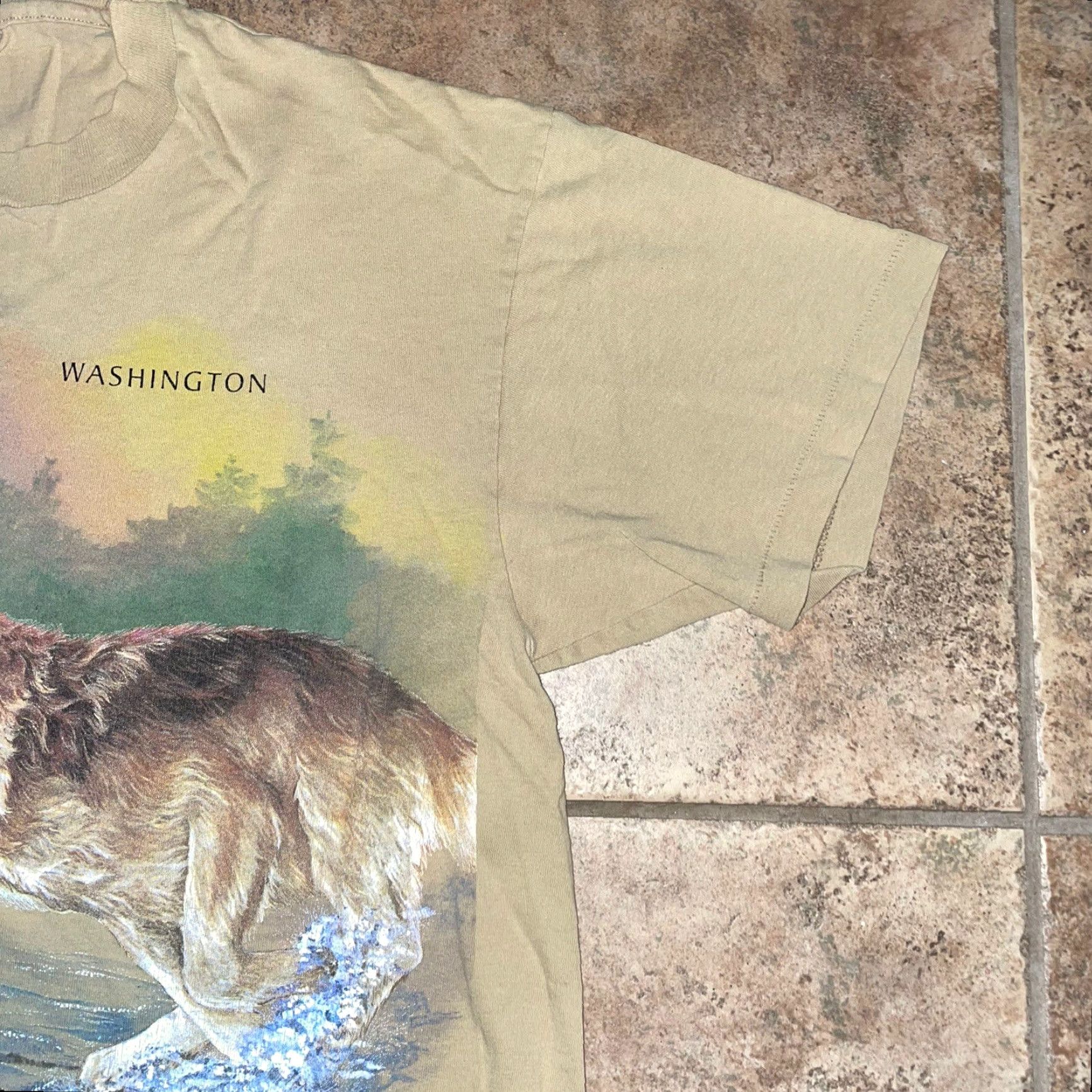 Anvil VINTAGE Anvil T-Shirt Washington Mens XL Brown 100% Cotton American Theme Size US XL / EU 56 / 4 - 2 Thumbnail
