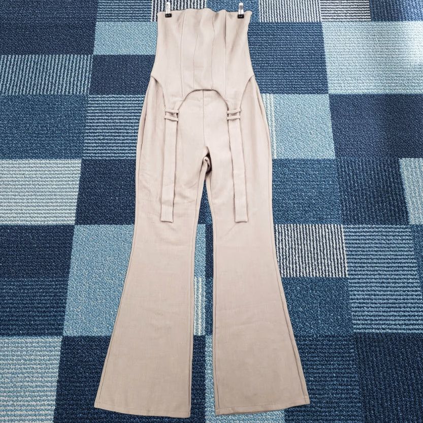 PrettyLittleThing Pretty Little Thing Jumpsuit Womens 4 Beige Bandeau Strapless Flare Corset City Clubwear | One-Piece Size S / US 4 / IT 40 - 1 Thumbnail