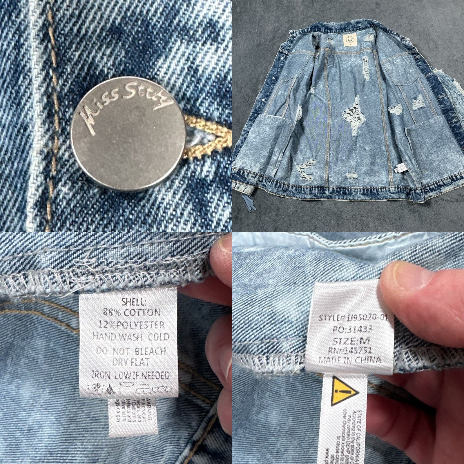 Denime VINTAGE Fantastic Fawn Denim Trucker Jacket Women’s Medium Blue Acid Wash Fringe Western 90s Casual Size 32" / US 10 / IT 46 - 8 Thumbnail