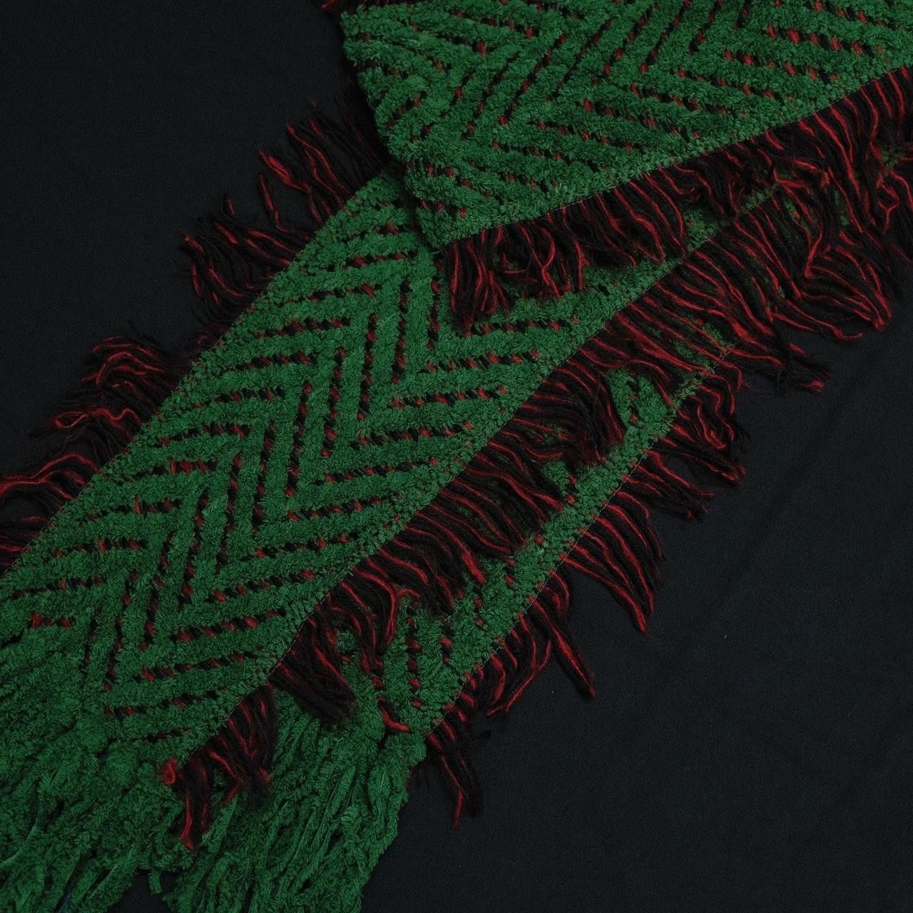 Japanese Brand Rare VTG Fringed Scarf Green OS Size ONE SIZE - 8 Thumbnail