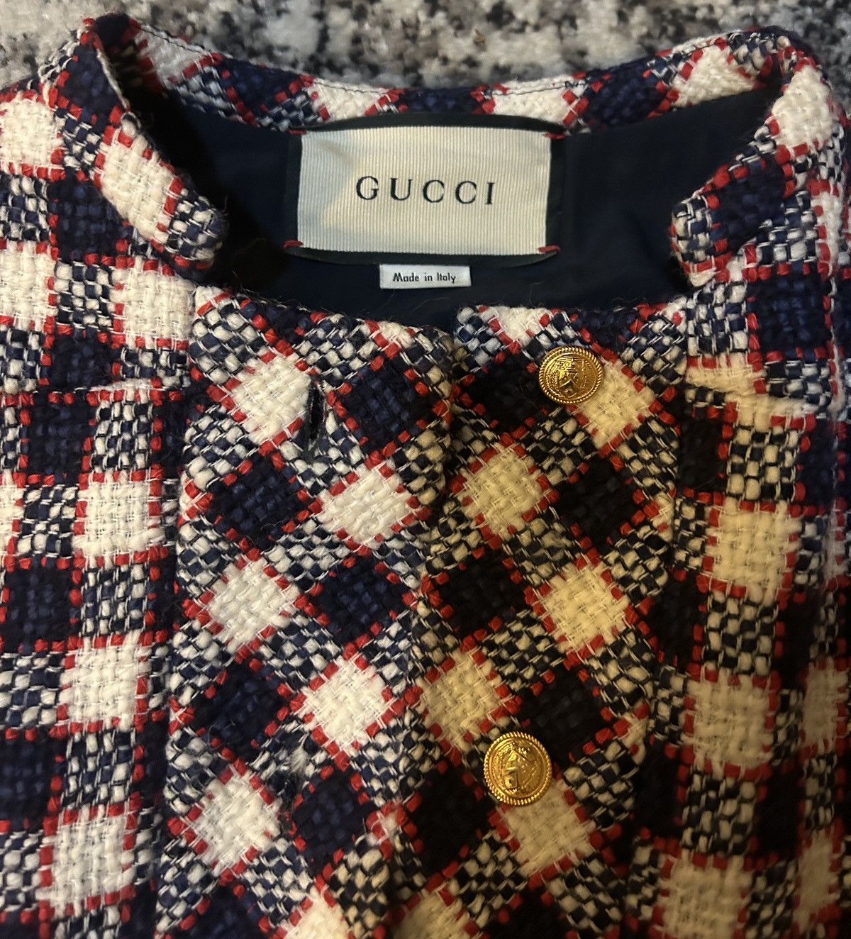 Gucci Gucci Tweed Wool Blend Dress Navy White Red Check Size 38 Size XS / US 0-2 / IT 36-38 - 5 Thumbnail