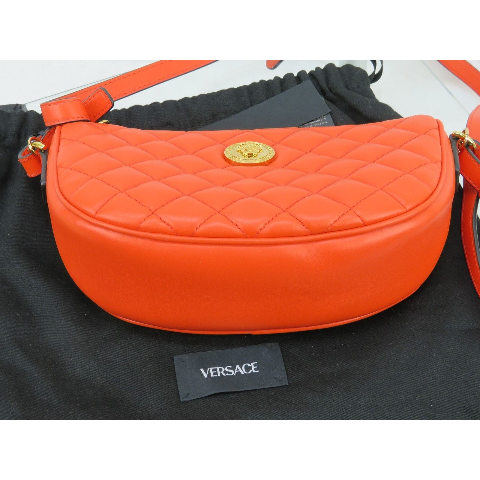 Versace VERSACE QUILTED RED LEATHER GOLD MEDUSA CHAIN 1/2 MOON BAG Size ONE SIZE - 11 Thumbnail