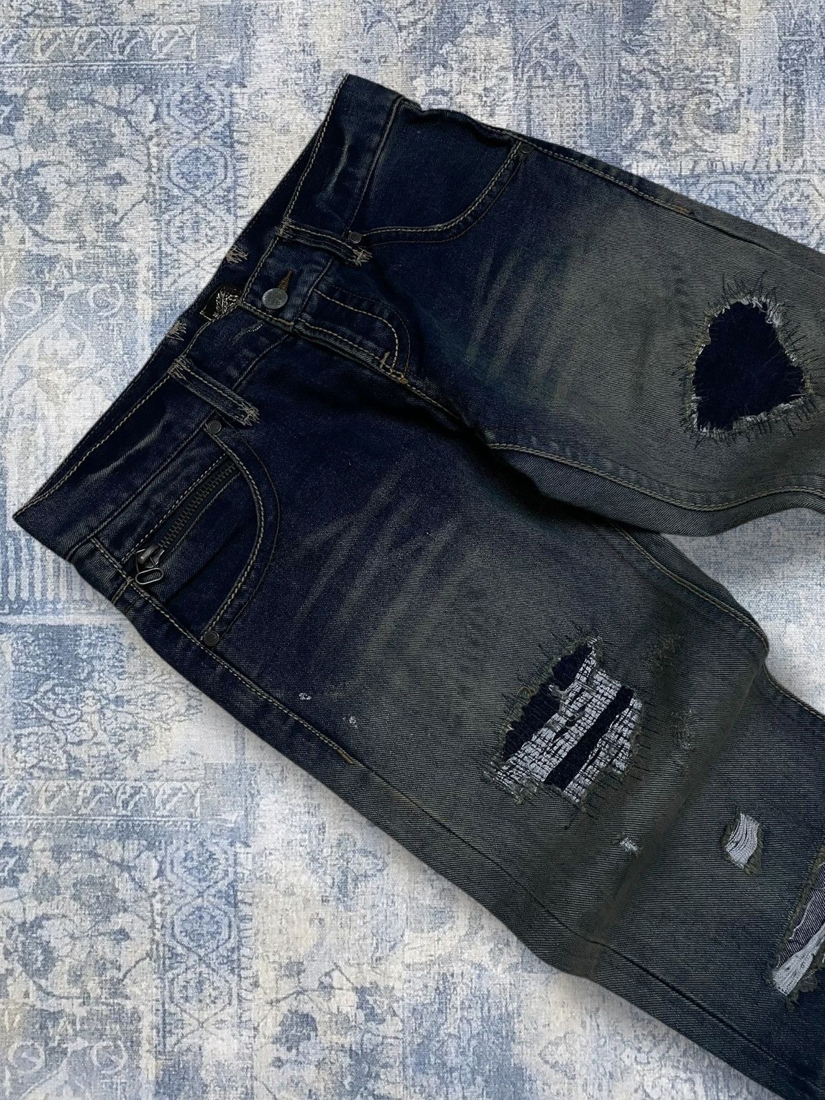Tornado Mart Vintage 1990s Japan Designer Land Edge Distressed Denim Size US 32 / EU 48 - 7 Thumbnail