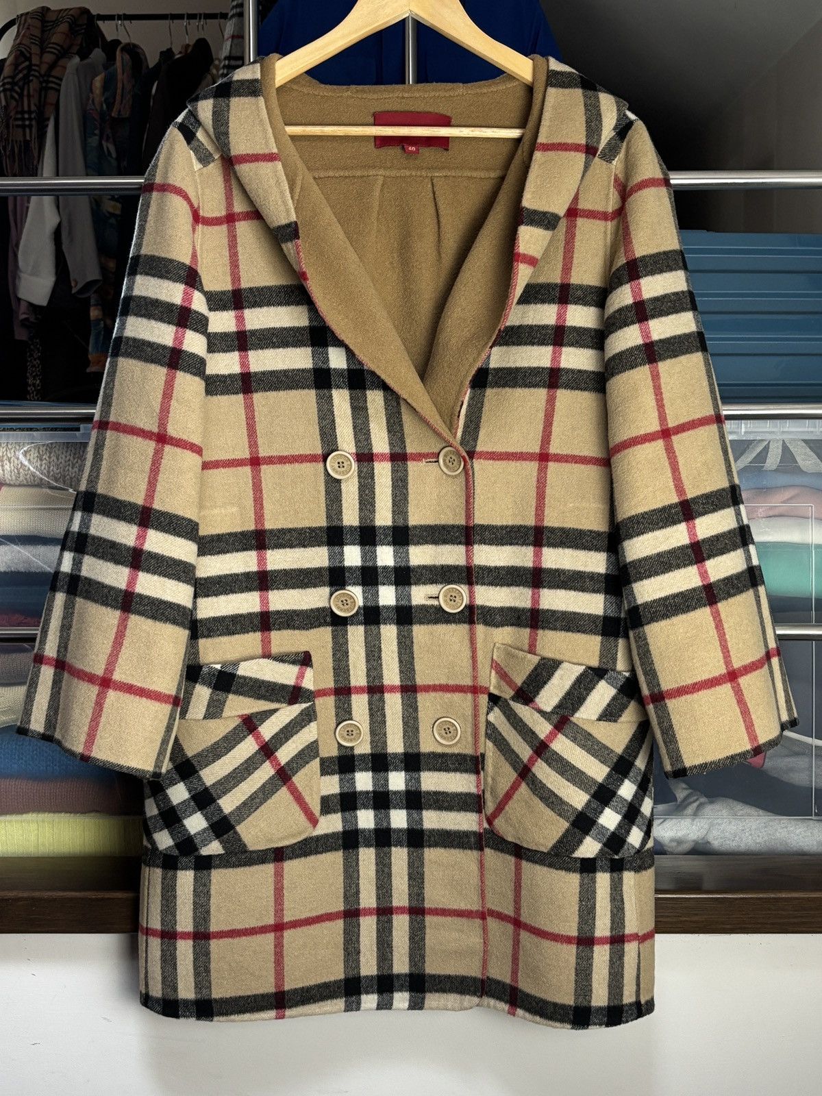 Burberry Burberry Cashmere Nova Check Hooded Coat Size S / US 4 / IT 40 - 1 Thumbnail