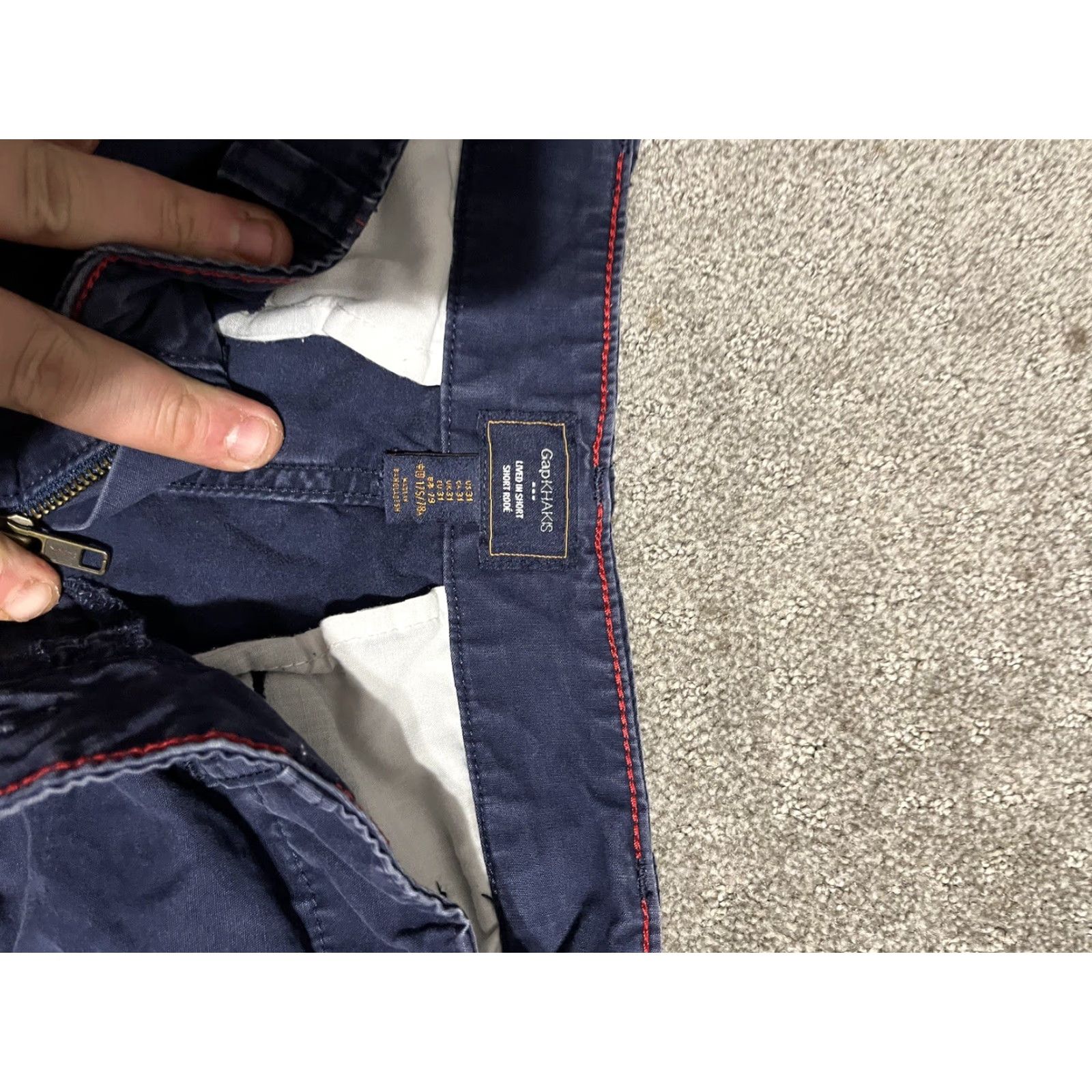 Gap VINTAGE Gap Cargo Shorts Mens 31 Navy Zip Fly Drawstring Pockets Buttoned Workwear Cotton Blue Pattern Solid Size US 31 - 3 Thumbnail