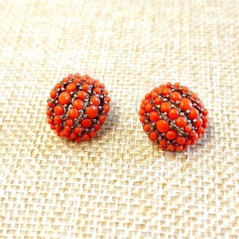 J.Crew J.Crew Beaded Round Orb Stud Earrings in Orange Size ONE SIZE - 1 Thumbnail