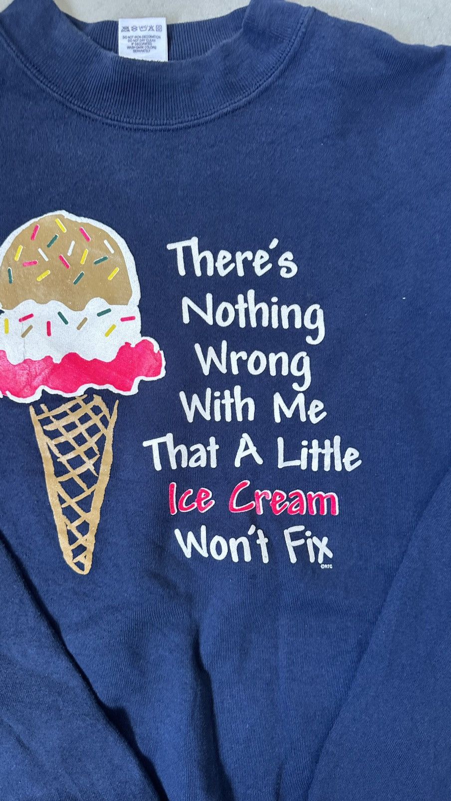 Vintage VINTAGE ICE CREAM WORDING HUMOR SWEATSHIRT Size US XL / EU 56 / 4 - 2 Thumbnail