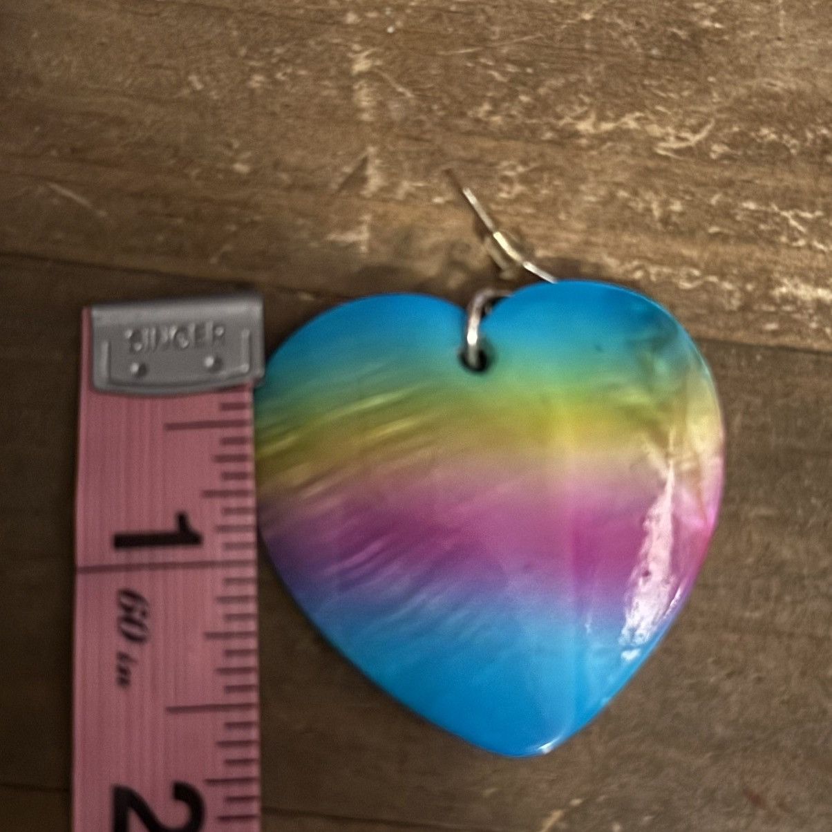 Other Mother of pearl rainbow heart dangle earrings Size ONE SIZE - 3 Thumbnail