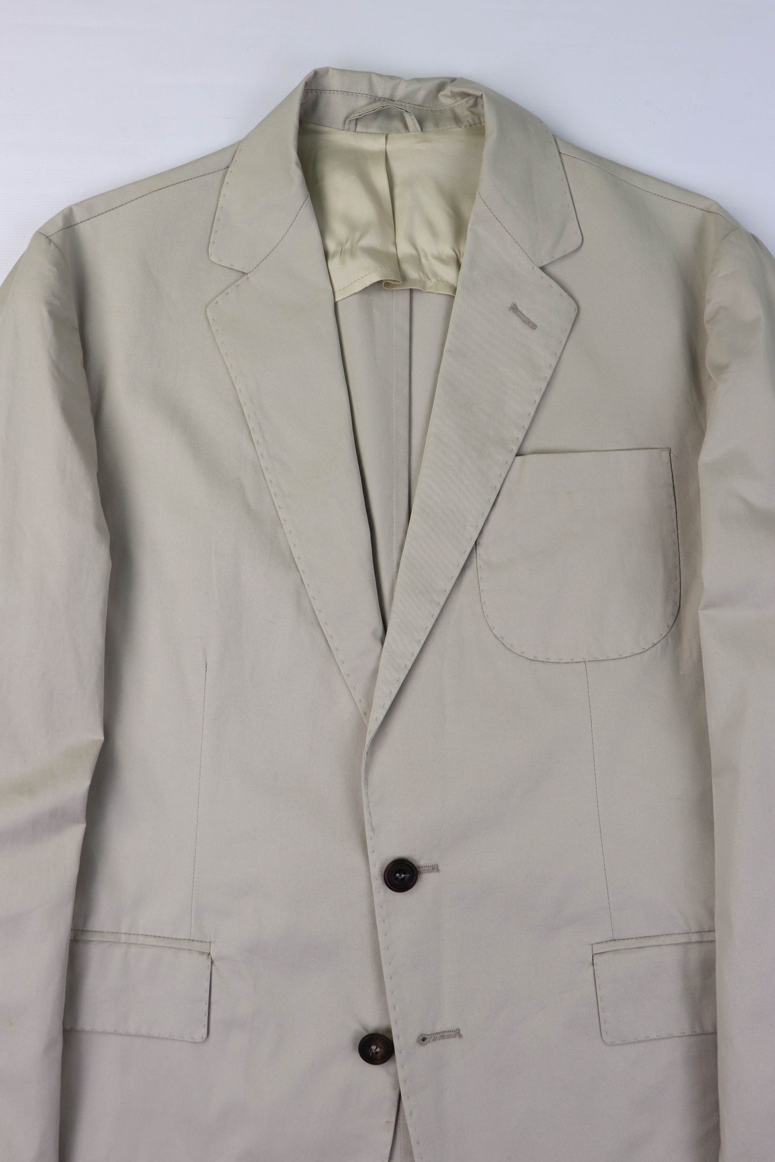 Aquascutum Aquascutum Made in Italy Light Beige Cotton Blazer Jacket Size 40S - 6 Thumbnail