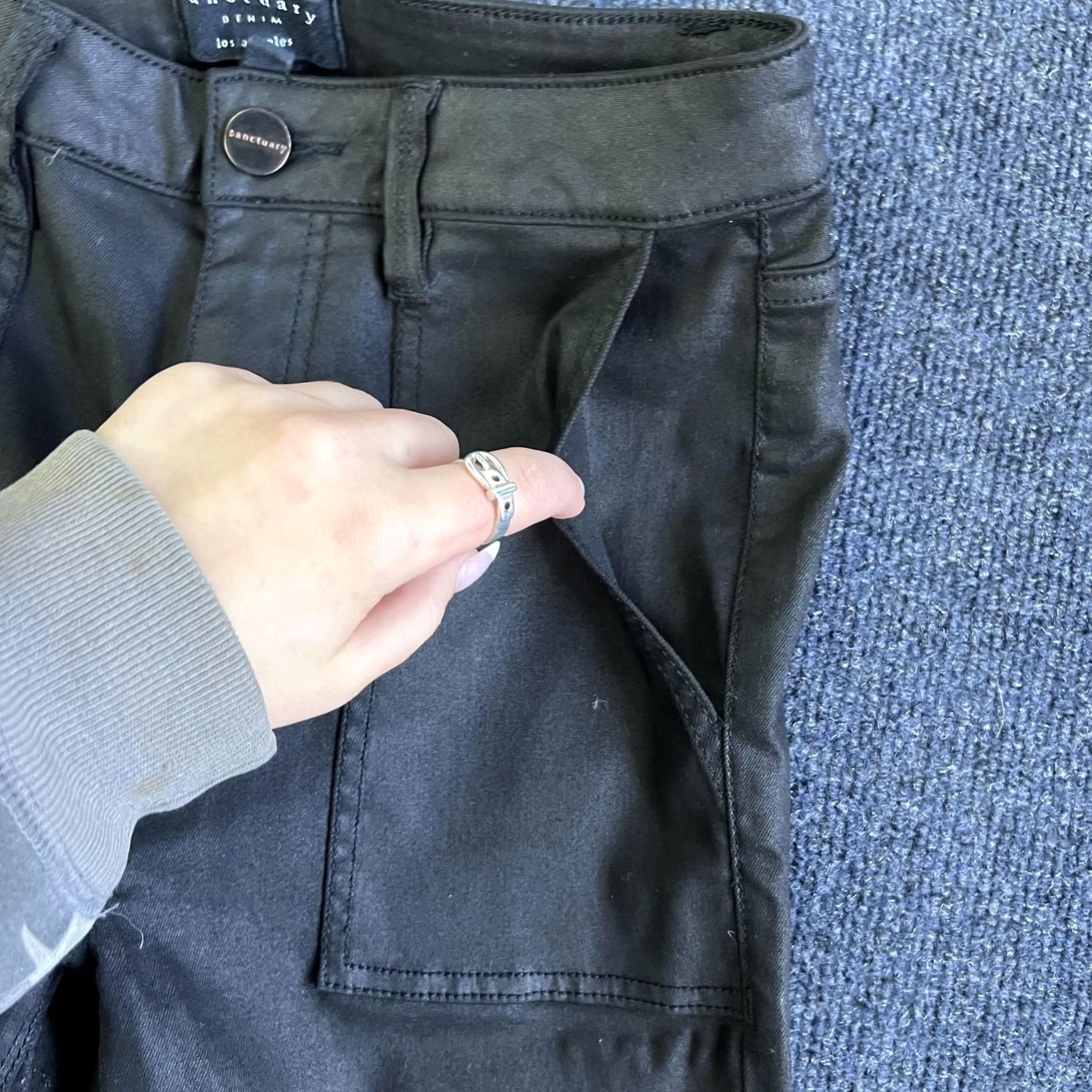 Sanctuary Sanctuary Jeans Womens 4/27 Black Mid Rise Skinny Coated Stretch Denim Pants Size 27" / US 4 / IT 40 - 5 Thumbnail