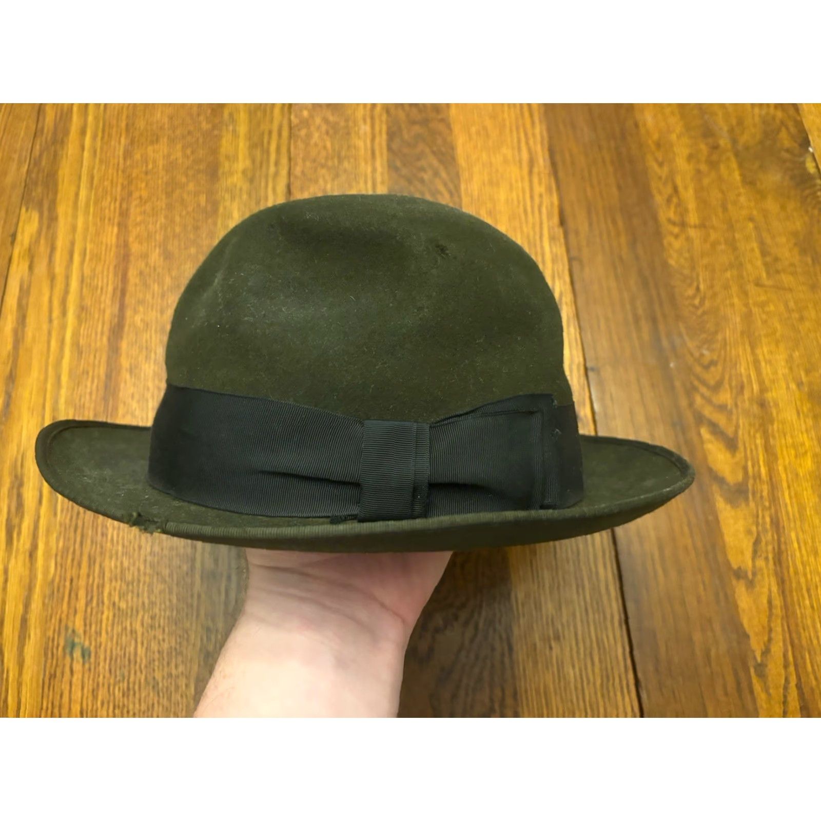 Stetson VINTAGE Stephen L. Stetson Fedora Style Hat Size 7 Olive Green Suede 1930s Mens Size ONE SIZE - 2 Thumbnail