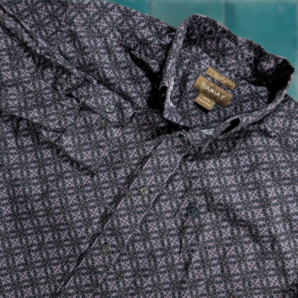Ariat Ariat Button-Up Shirt Geometric AOP Stretch Long Sleeve Purple & Black Mens M Size US M / EU 48-50 / 2 - 1 Thumbnail