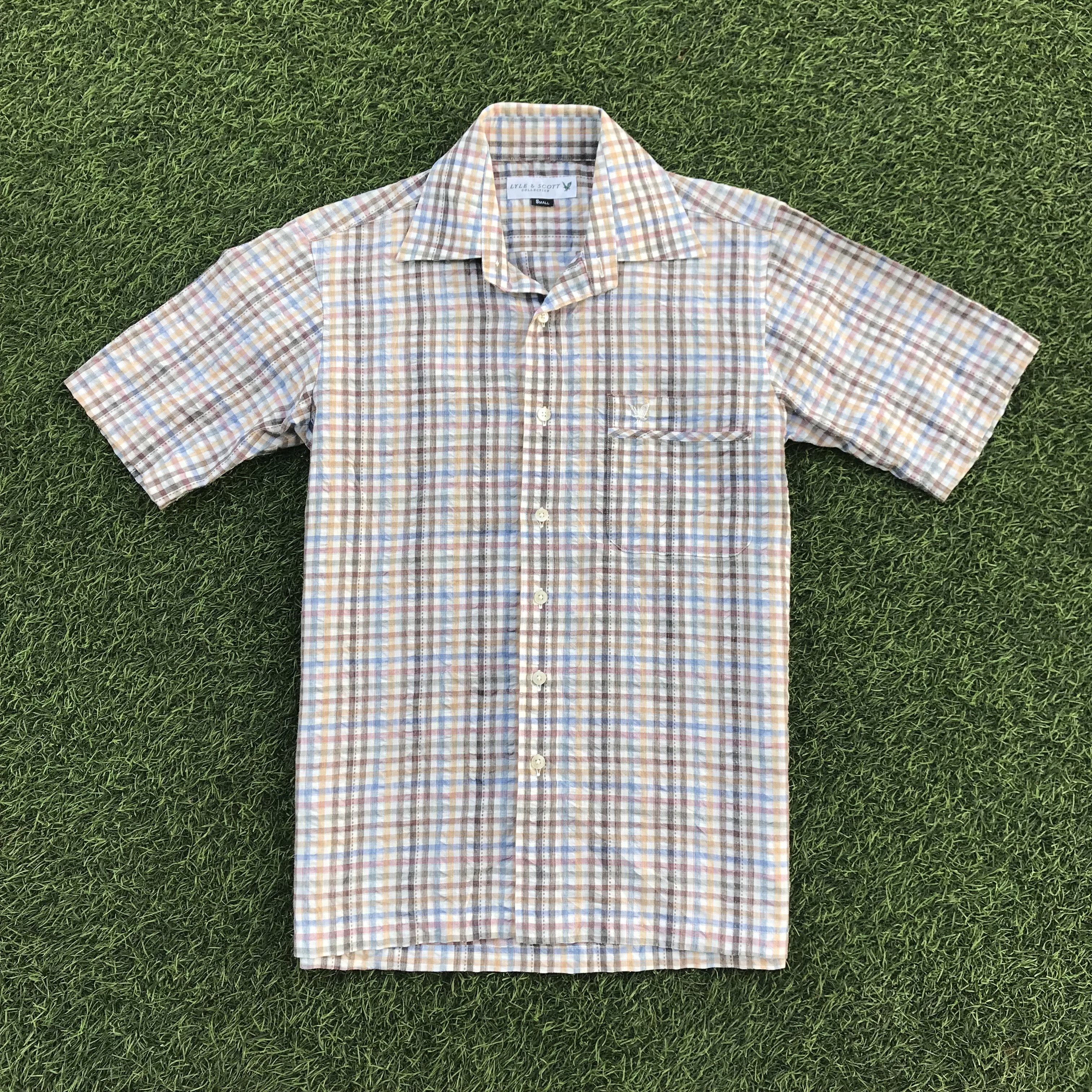 Lyle & Scott × Vintage Vintage Lyle And Scott open colar Shirt short sleeve Size US S / EU 44-46 / 1 - 14 Thumbnail