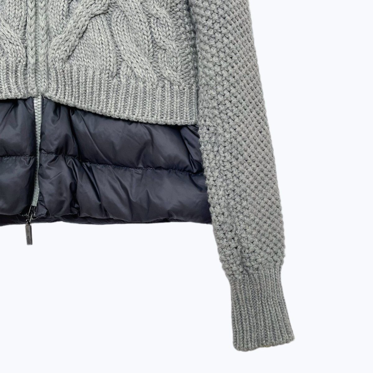 Moncler Moncler Grey Wool Panel Knit Cardigan K26WX Size S / US 4 / IT 40 - 4 Thumbnail