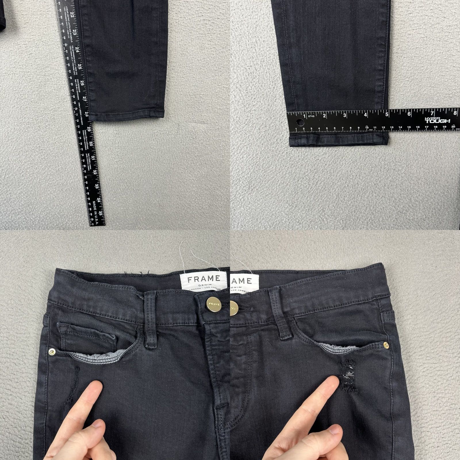 Frame FRAME Le Skinny de Jeanne Jeans Womens 27 Black Denim Distressed EUC Size 27" / US 4 / IT 40 - 10 Thumbnail