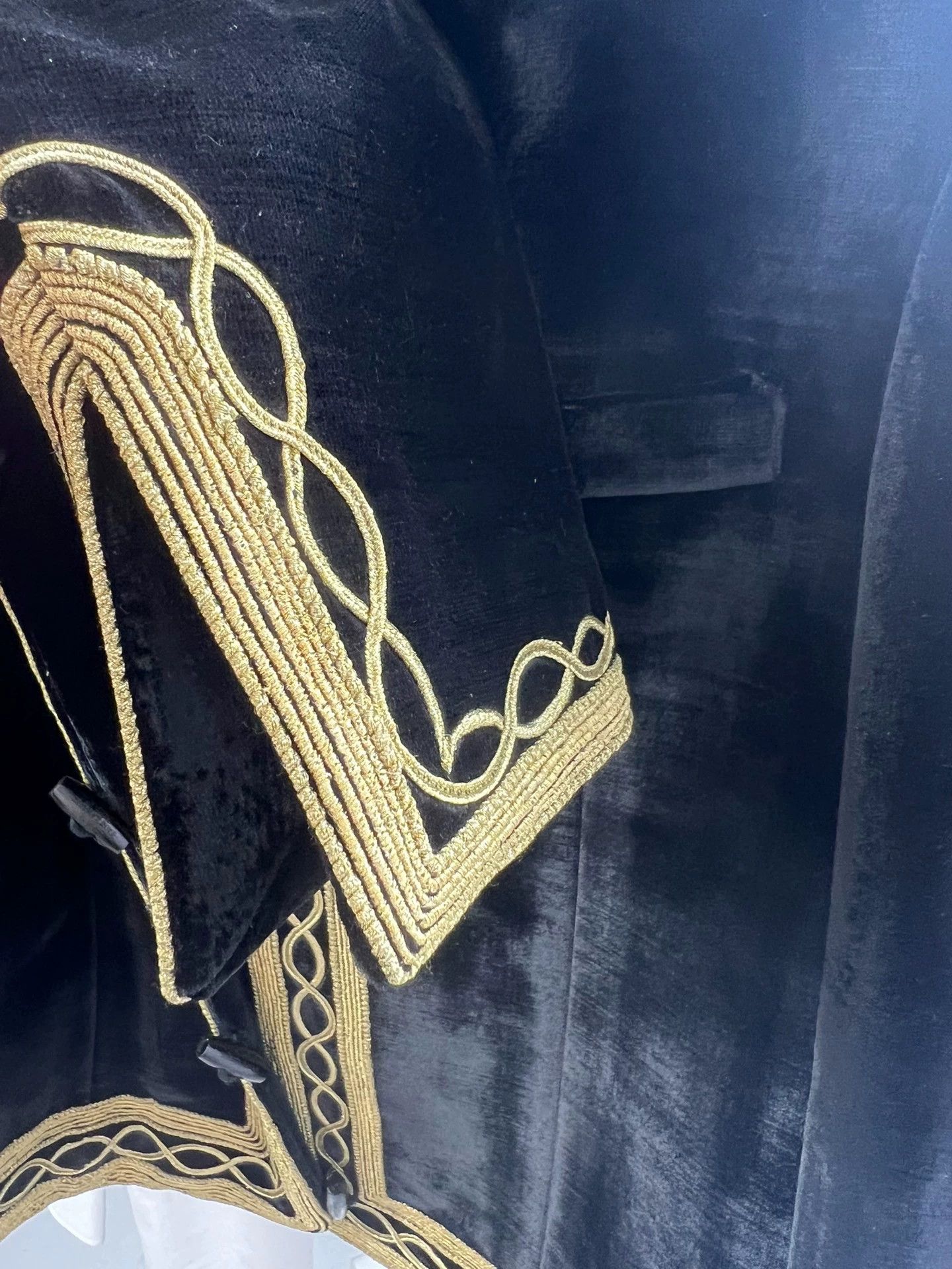 Saint Laurent Paris SLP 18fw black velvet gold embroidery hooded jacket Size US S / EU 44-46 / 1 - 4 Thumbnail