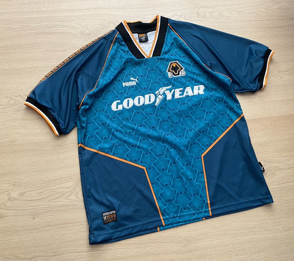 Image of Vintage 90’S Puma Fc Wolverhampton 1996/1997 Away Shirt in Blue, Men's (Size XL)