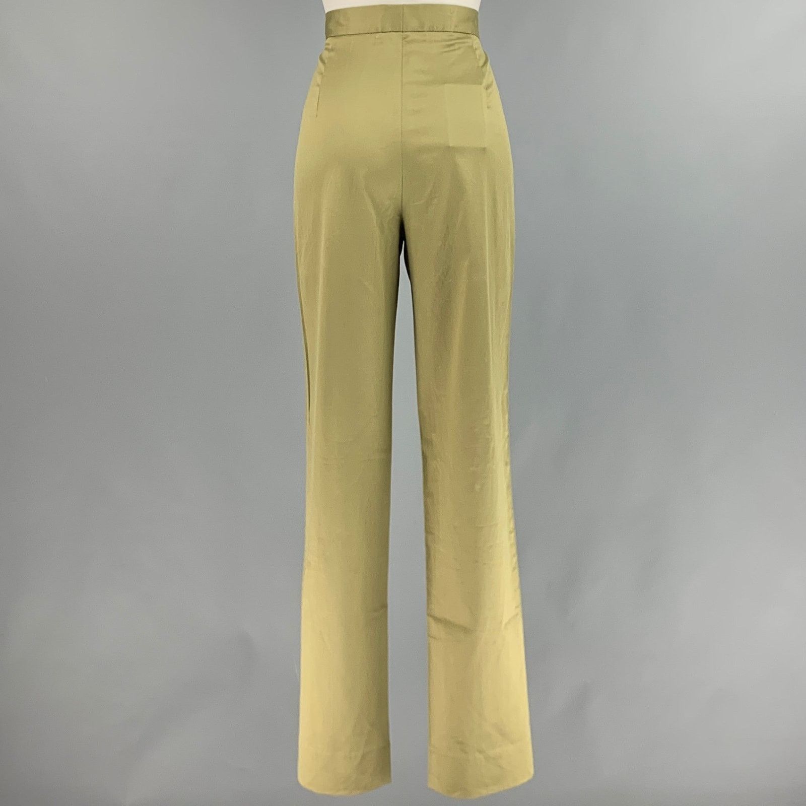 Other Size 10 Green Cotton Spandex High Waisted Casual Pants Size 32" / US 10 / IT 46 - 2 Thumbnail