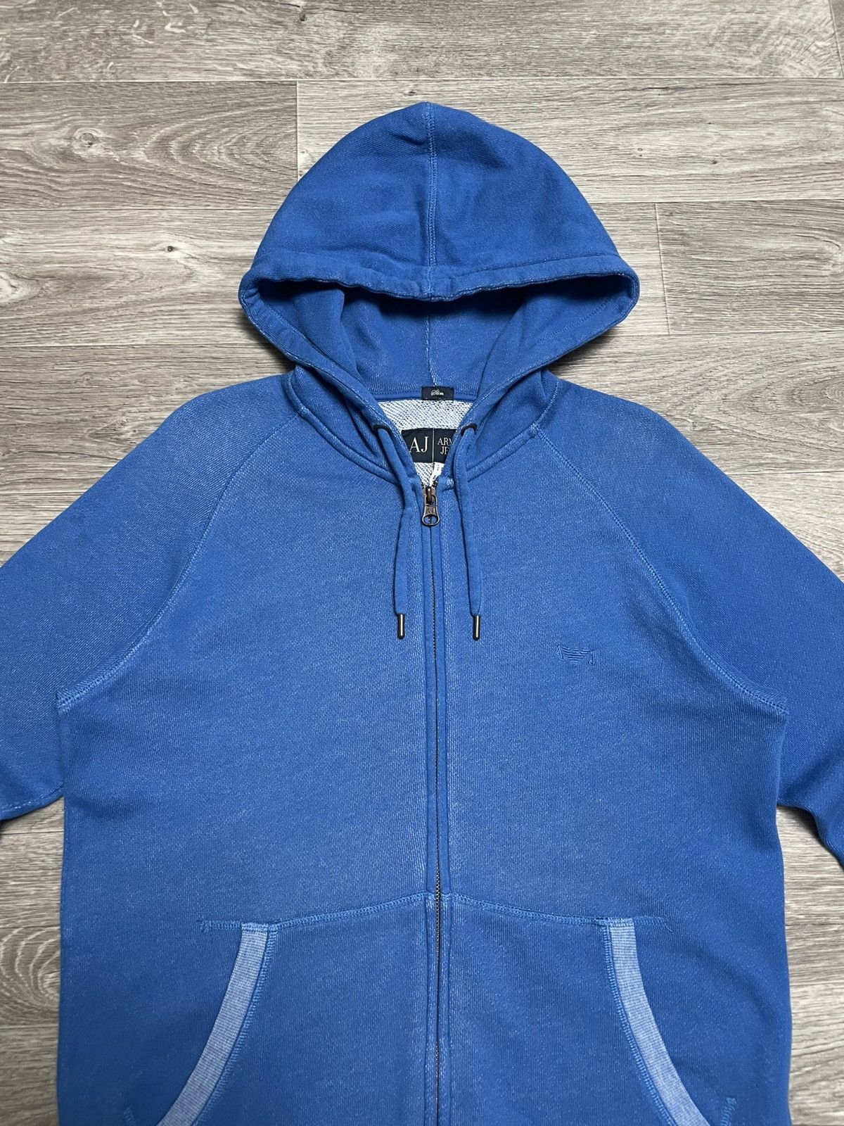 Armani Vintage Armani Jeans Blue Logo Zip-Up Hoodie Size US M / EU 48-50 / 2 - 2 Thumbnail