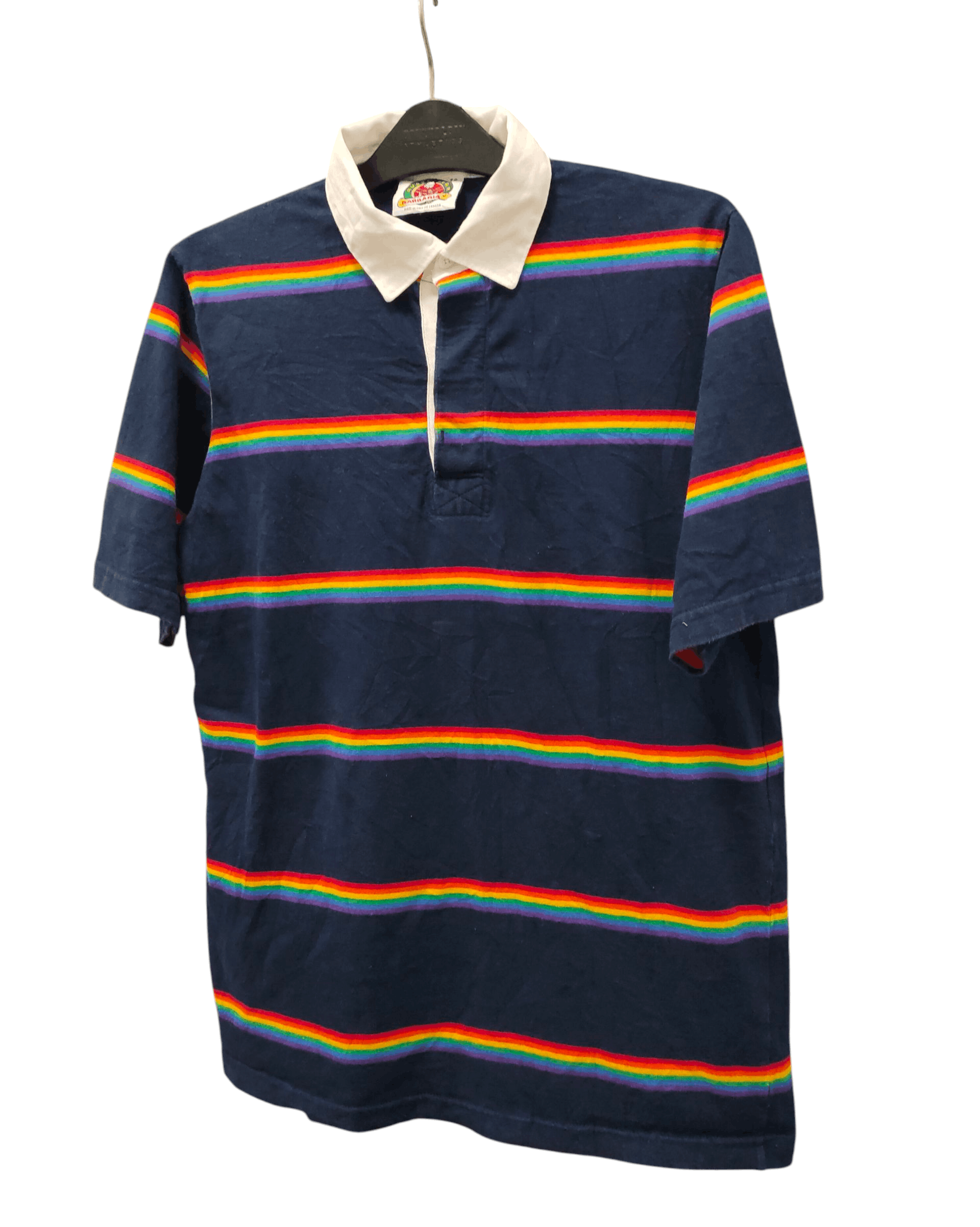 Barbarian Vtg BARBARIAN Canada 12oz Rainbow Stripe Rugby T Size US XL / EU 56 / 4 - 2 Thumbnail