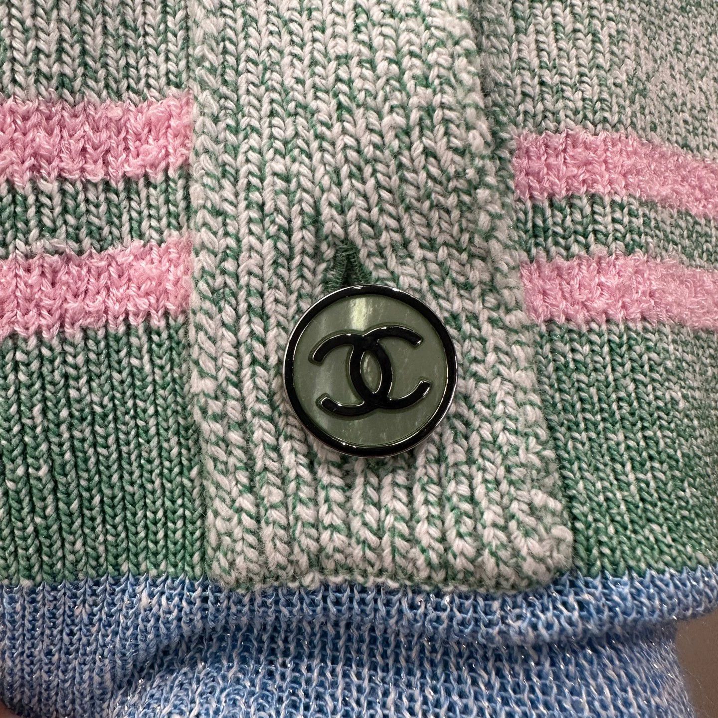 Chanel Chanel 23P may386 mint green striped shimmer knit dress 38 Size S / US 4 / IT 40 - 6 Thumbnail