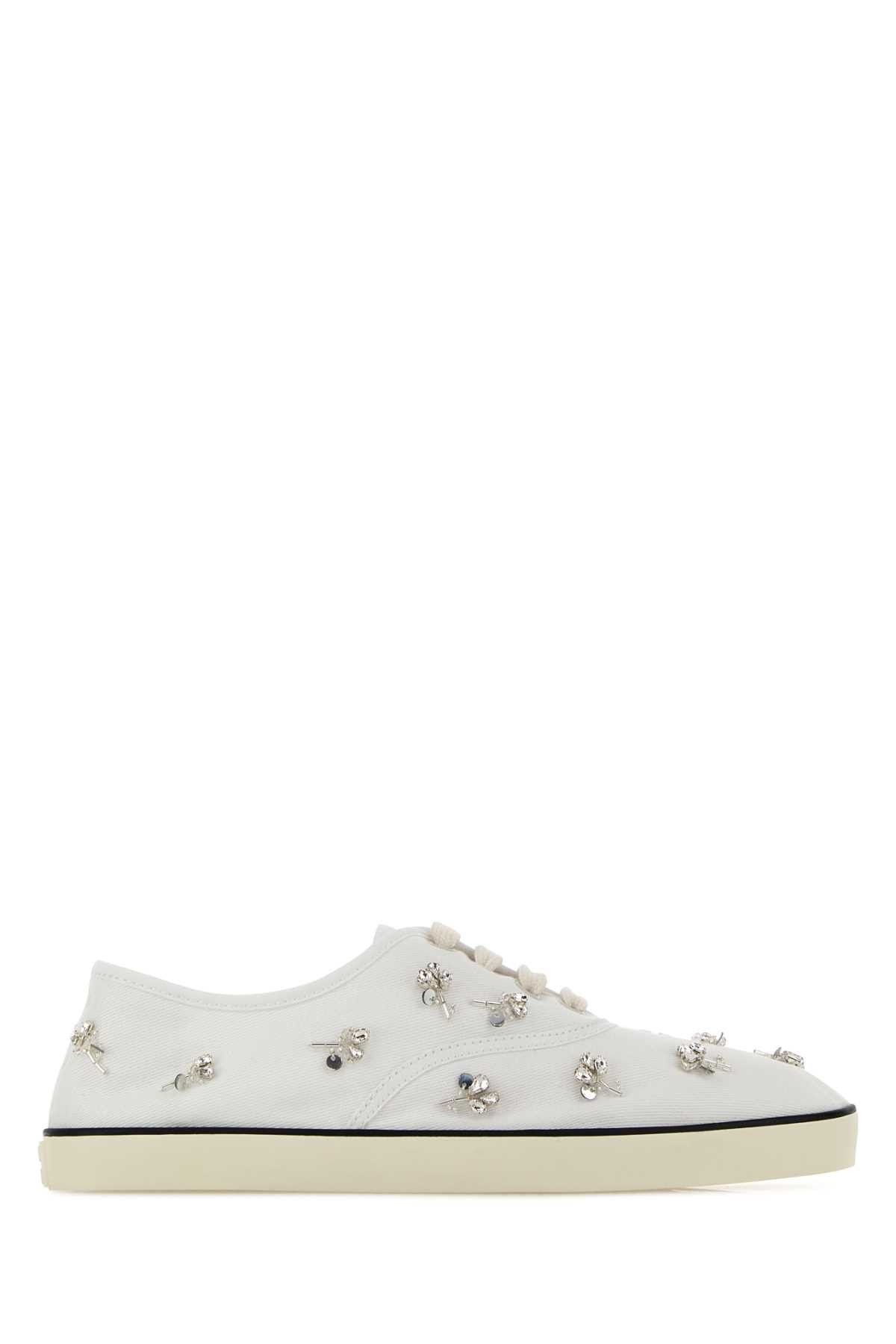 Miu Miu White Drill Sneakers Size US 8.5 / IT 38.5 - 1 Thumbnail