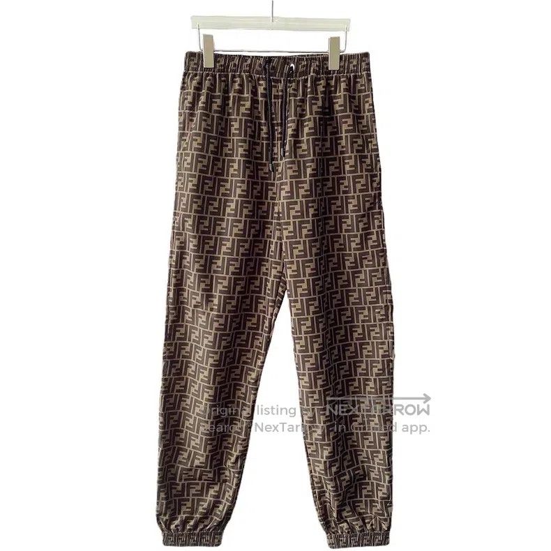 Fendi Fendi Brown Logo Fleur-de-lis Print Drawstring Tie Bottom Size US 44 / EU 60 - 1 Thumbnail