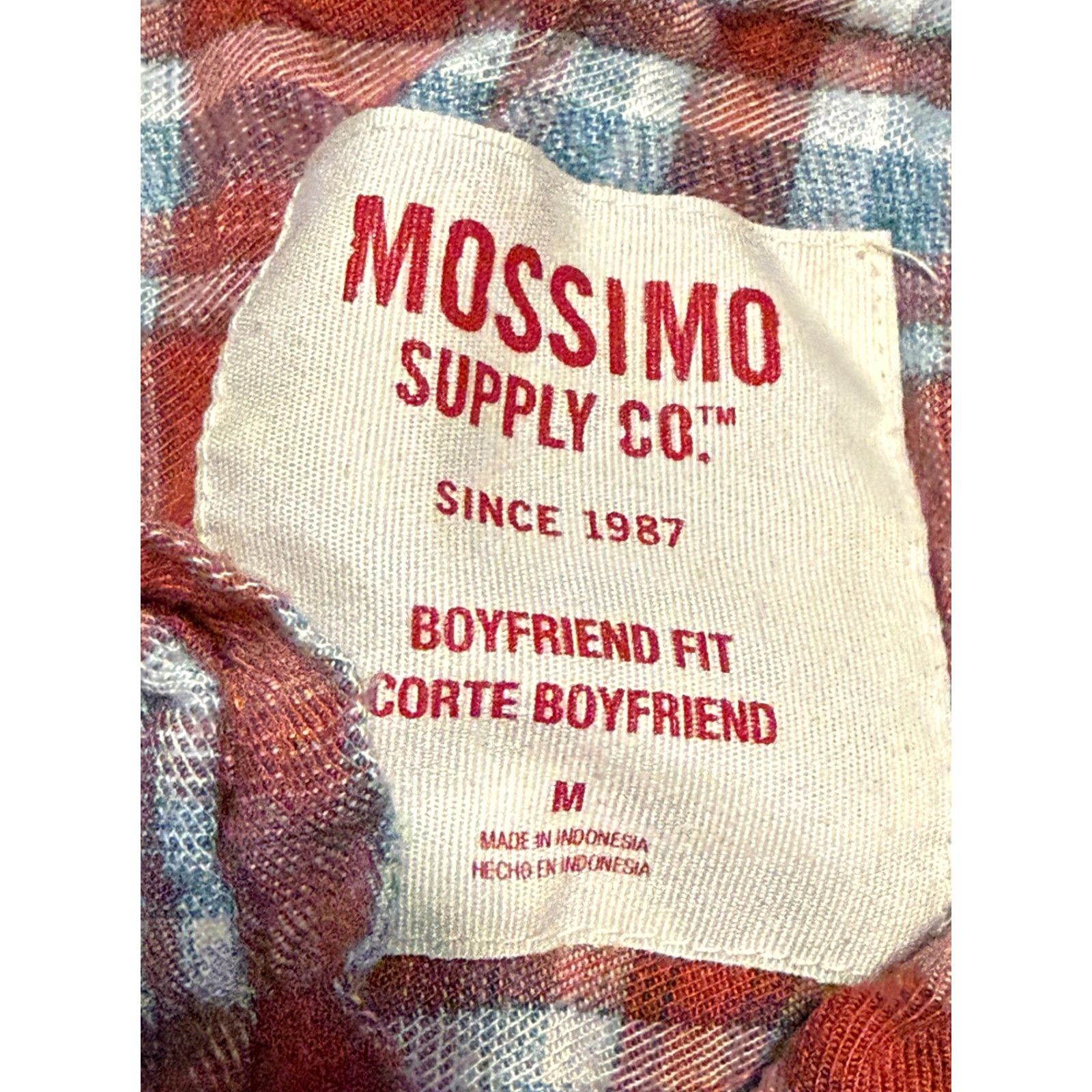 Mossimo VINTAGE not applicable; Mossimo Shirt Womens Medium Red Blue White Button Up Long Sleeve Boyfriend Fit Size M / US 6-8 / IT 42-44 - 5 Thumbnail
