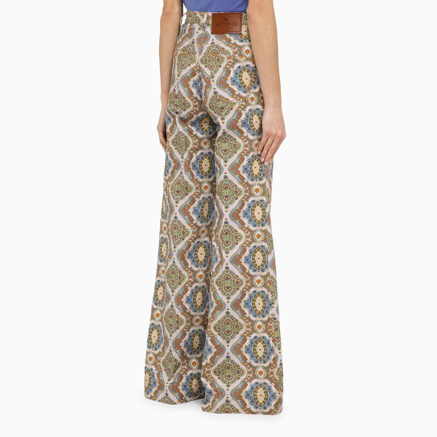 Etro o1d2blof0824 Cotton Wide-Leg Trouser in Multicolor Size 27" / US 4 / IT 40 - 4 Thumbnail