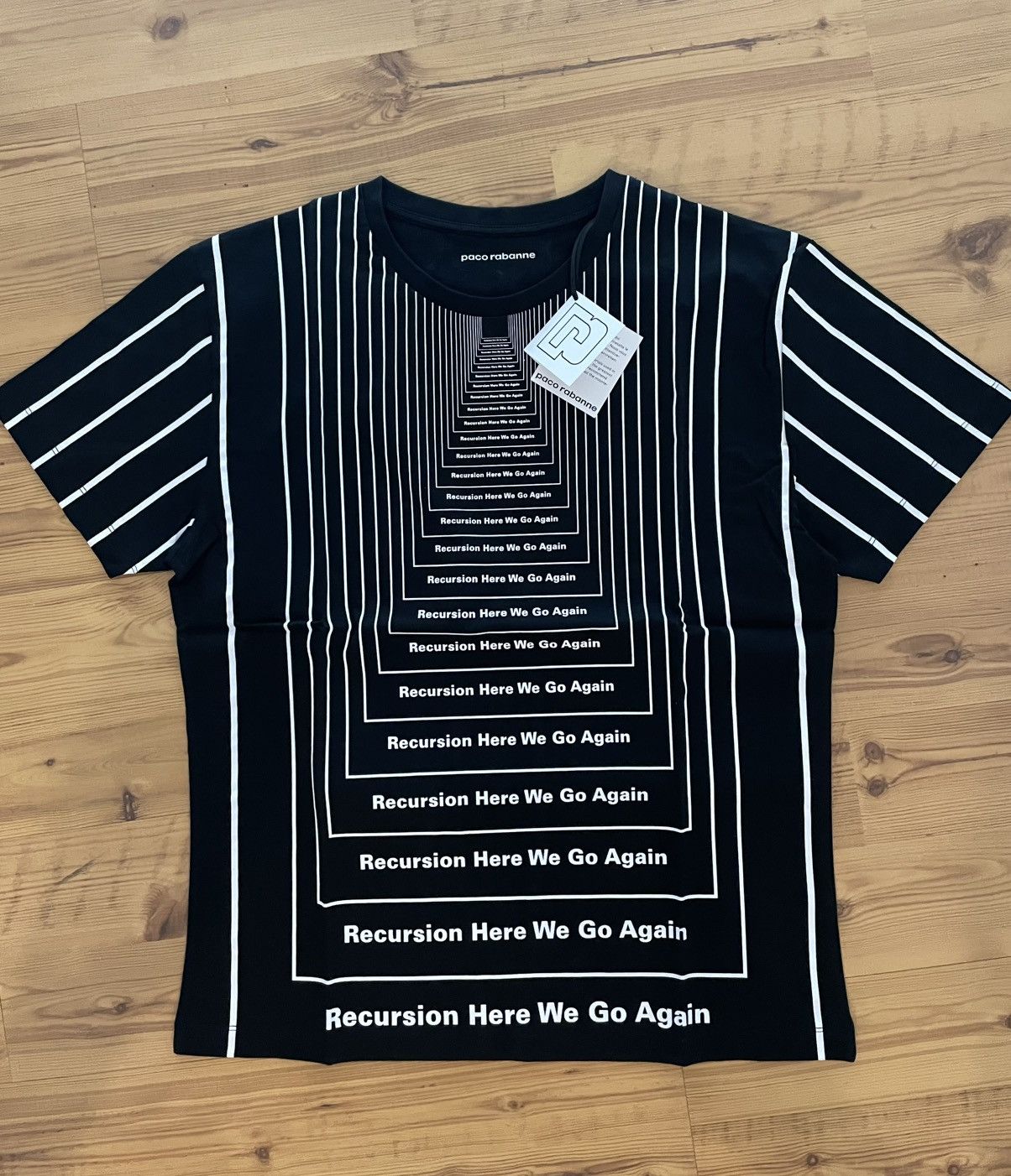 Paco Rabanne Rabanne black T-shirt “recursion here we go again” Size XL / US 12-14 / IT 48-50 - 2 Thumbnail