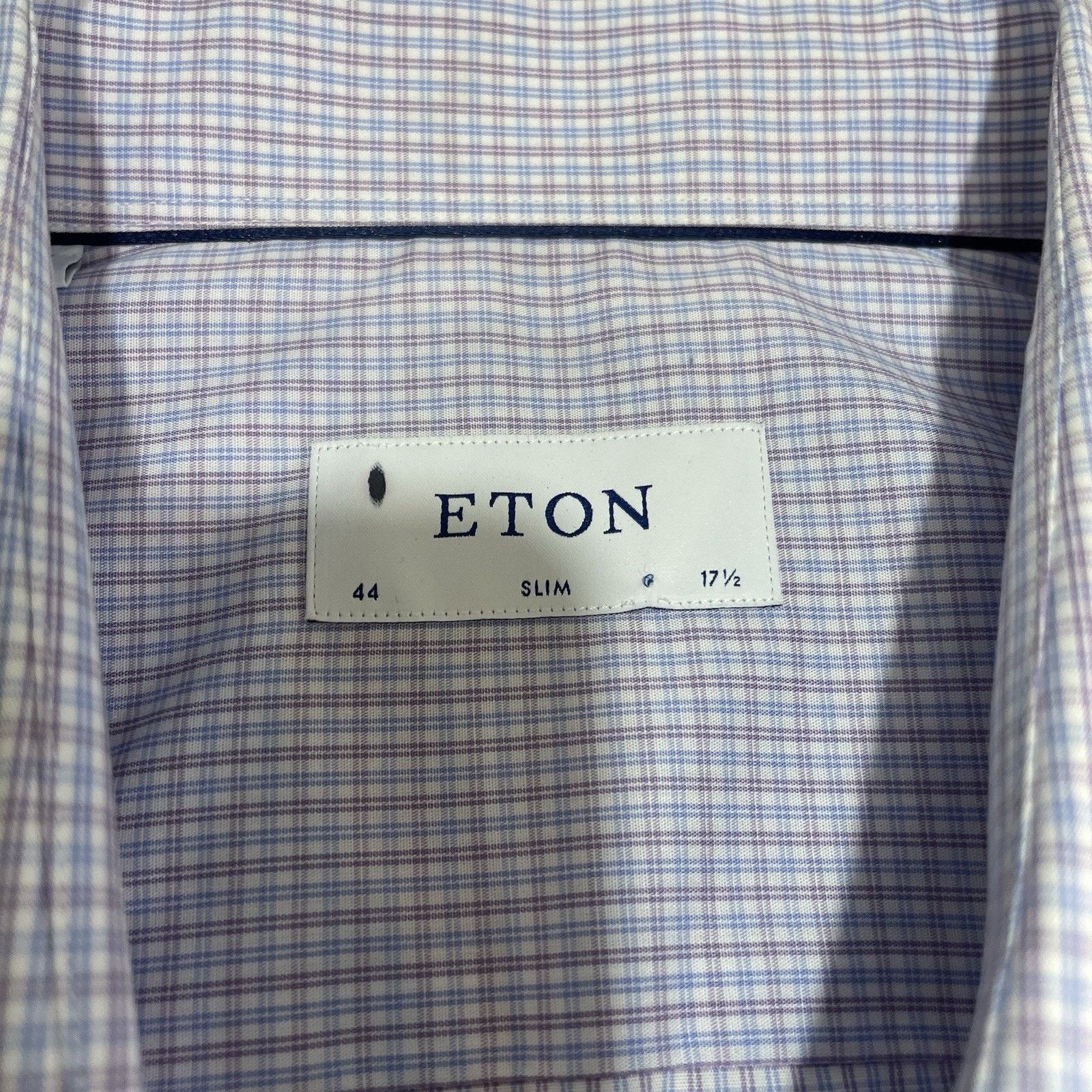 Eton Eton Classic Dress Shirt Purple/Blue Check Collar 44 17.5 Size US L / EU 52-54 / 3 - 4 Thumbnail