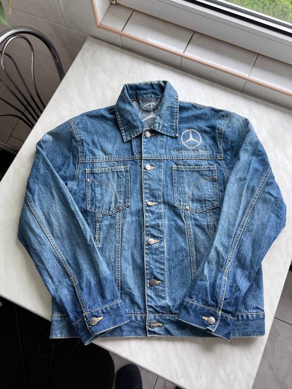 Mercedes-Benz × Vintage Vintage 90s Mercedes Benz Blue Denim Jacket Logo Y2K Racing Size US M / EU 48-50 / 2 - 1 Thumbnail
