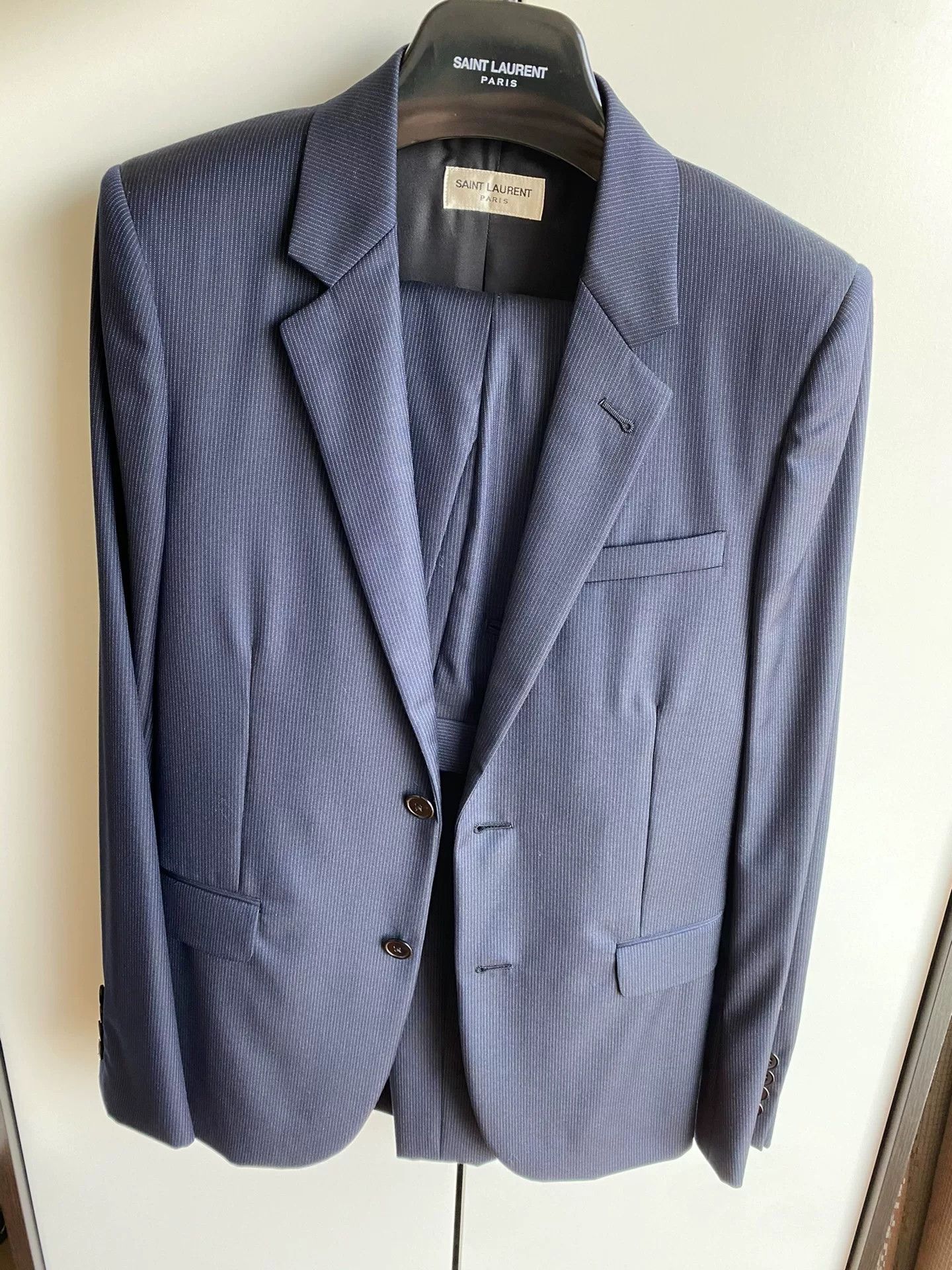 Saint Laurent Paris Saint Laurent Blue Pinstripe Suit Size US S / EU 44-46 / 1 - 1 Thumbnail