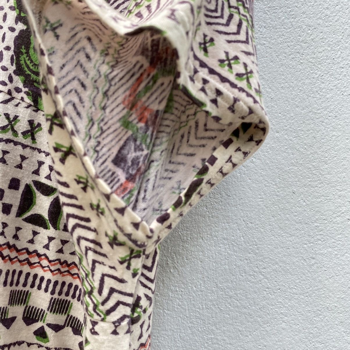 Issey Miyake Plantation White Stretch Tee with Brown & Green Print Size M / US 6-8 / IT 42-44 - 7 Thumbnail