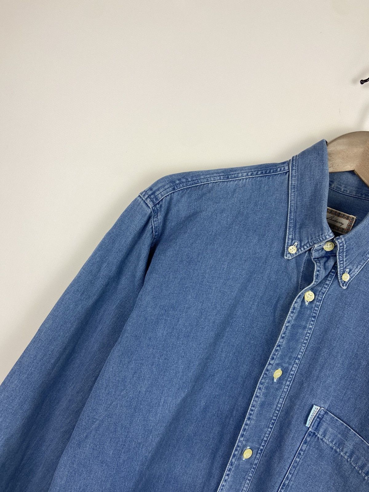 Burberry Vintage Thomas Burberry Denim Blue Men's Button-Up Shirt Size US S / EU 44-46 / 1 - 6 Thumbnail