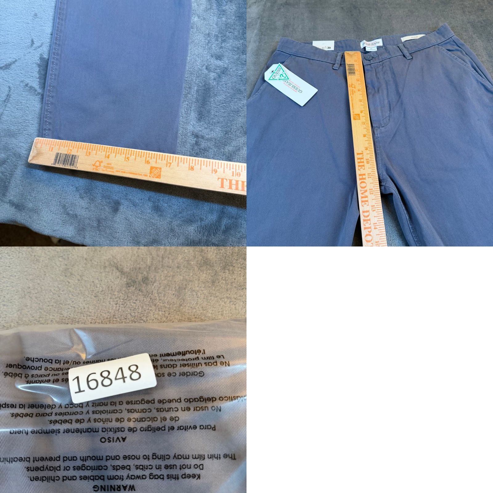 Guess Guess Jeans Chino Pants Mens 30x32 Flat Front Regular Fit Grey Canvas Cotton Blend 5-Pocket Wrinkle Resistant Casual Business Size US 30 / EU 46 - 9 Thumbnail