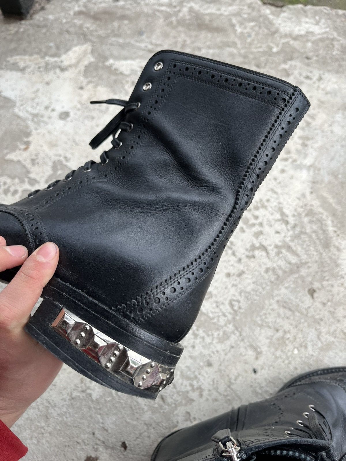 Prada MIU MIU Leather Studded Heels Combat Boots Y2K Shoes Size US 8 / IT 38 - 16 Thumbnail